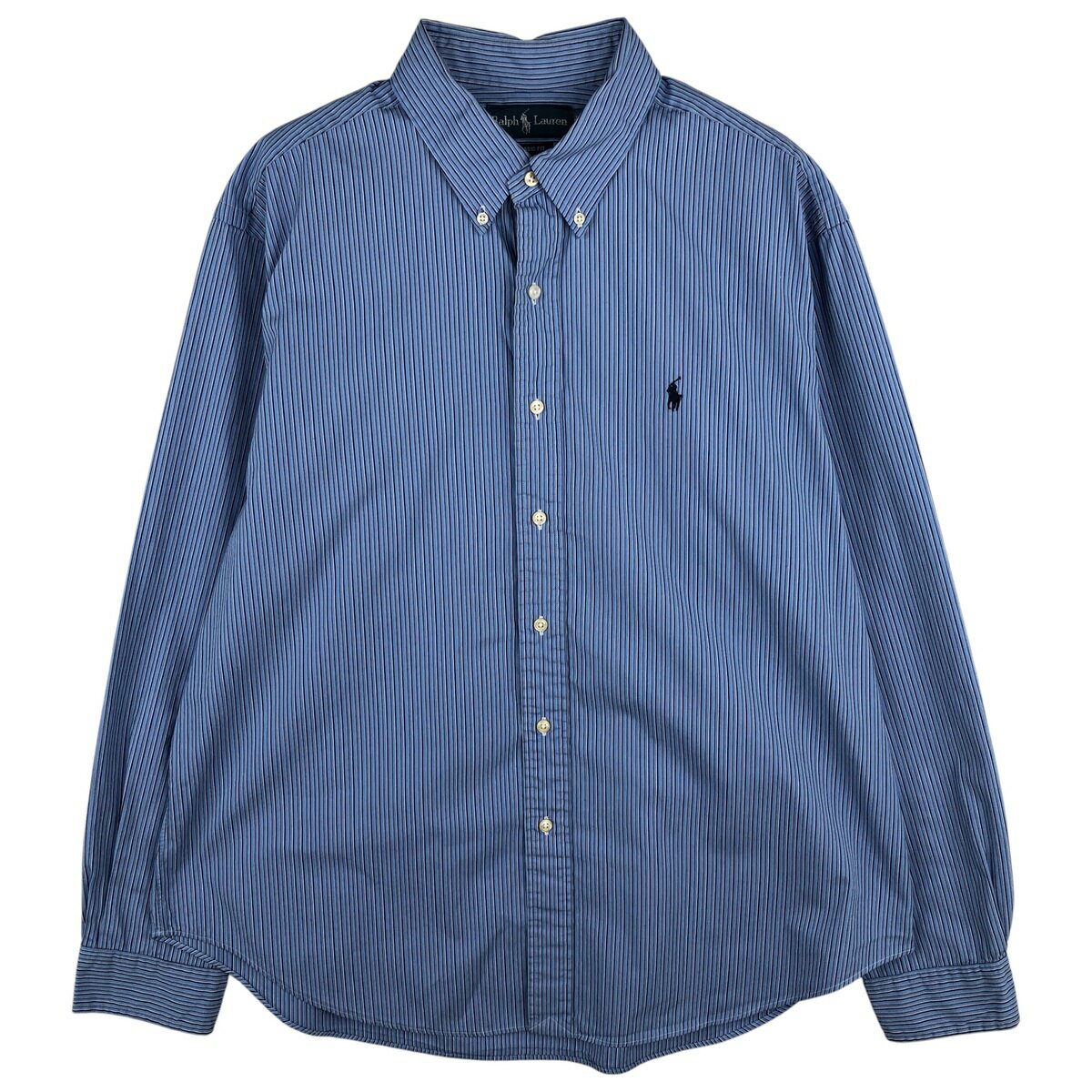 樂天商城 - 古着 ラルフローレン Ralph Lauren CLASSIC FIT 長袖 ボタンダウンストライプシャツ メンズXL相当 /eaa459371 【中古】 【260202】 【NH-2508】 ブルー系 春夏秋冬