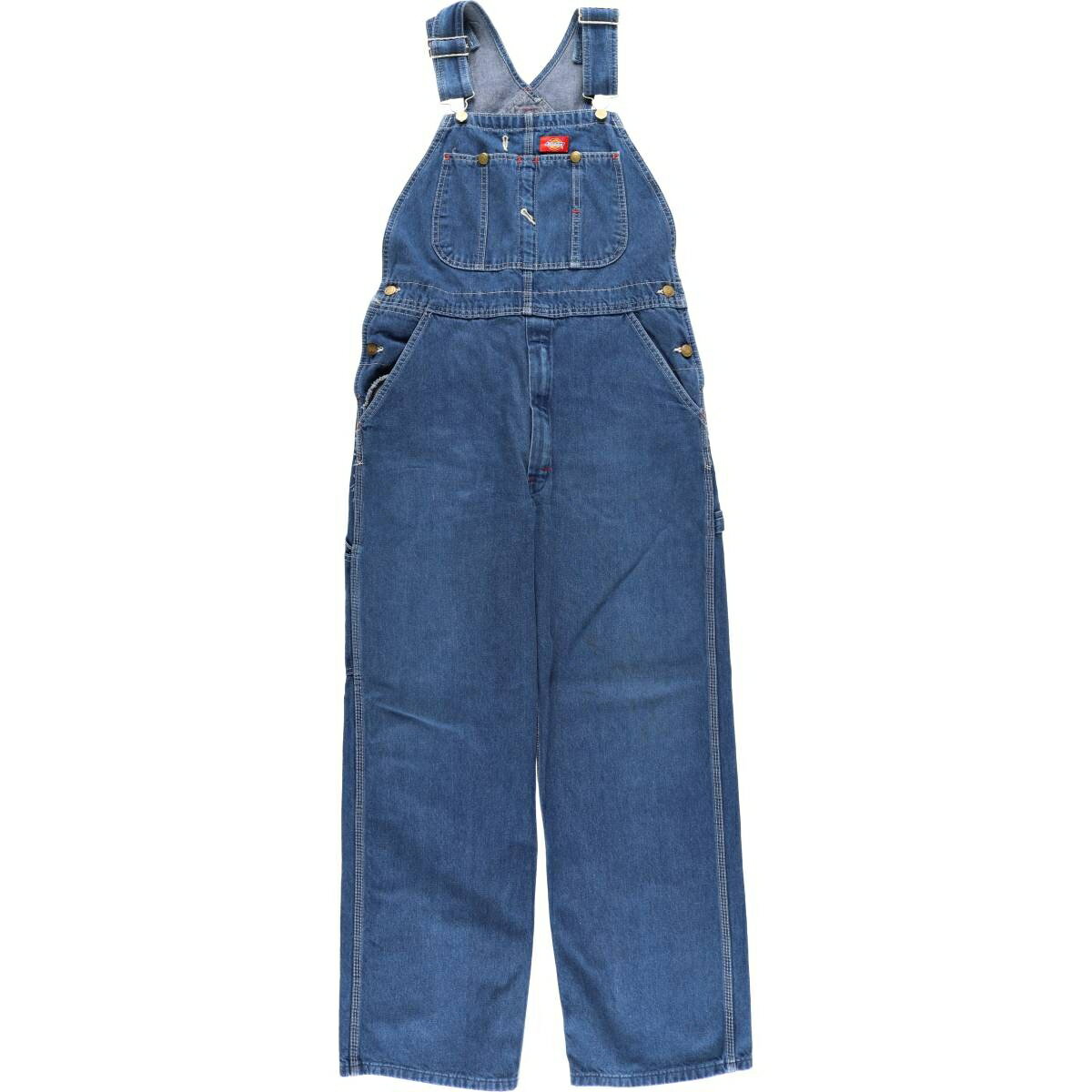 商品詳細 ブランド・Dickies・ディッキーズ・ 特徴・ジッパーフライ・ハンマーループ・スパナポケット・ワイドパンツ・ モデル/形状・デニムオーバーオール・ 素材・コットン:100%・ 色・ブルー系 青色・ 柄・無地・ロゴパッチ・ 生産国...