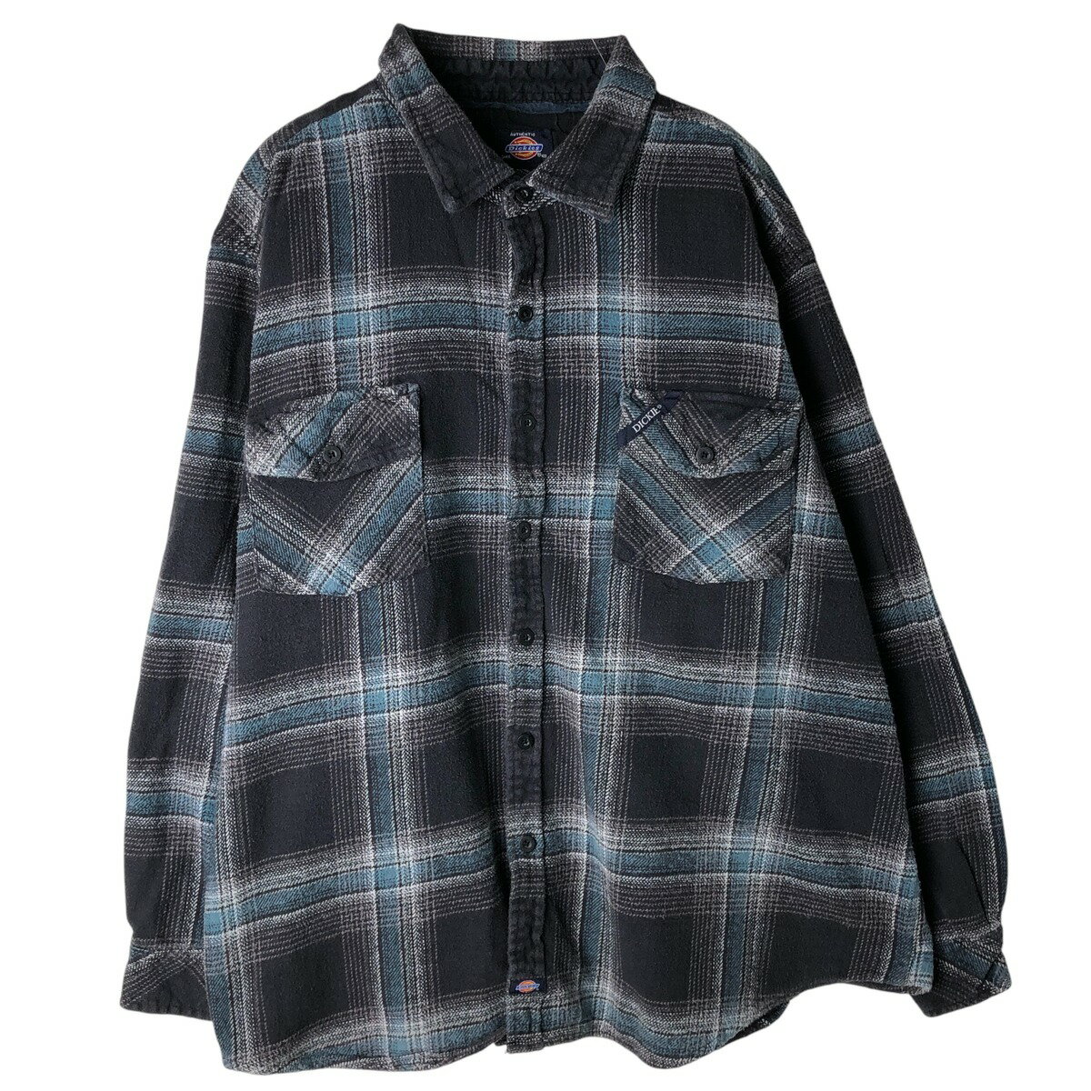 樂天商城 - 古着 ディッキーズ Dickies 長袖 フランネルチェックシャツ メンズXXXL相当 /eaa459846 【中古】 【260205】 【NH-2508】 ブラック系 春夏秋冬