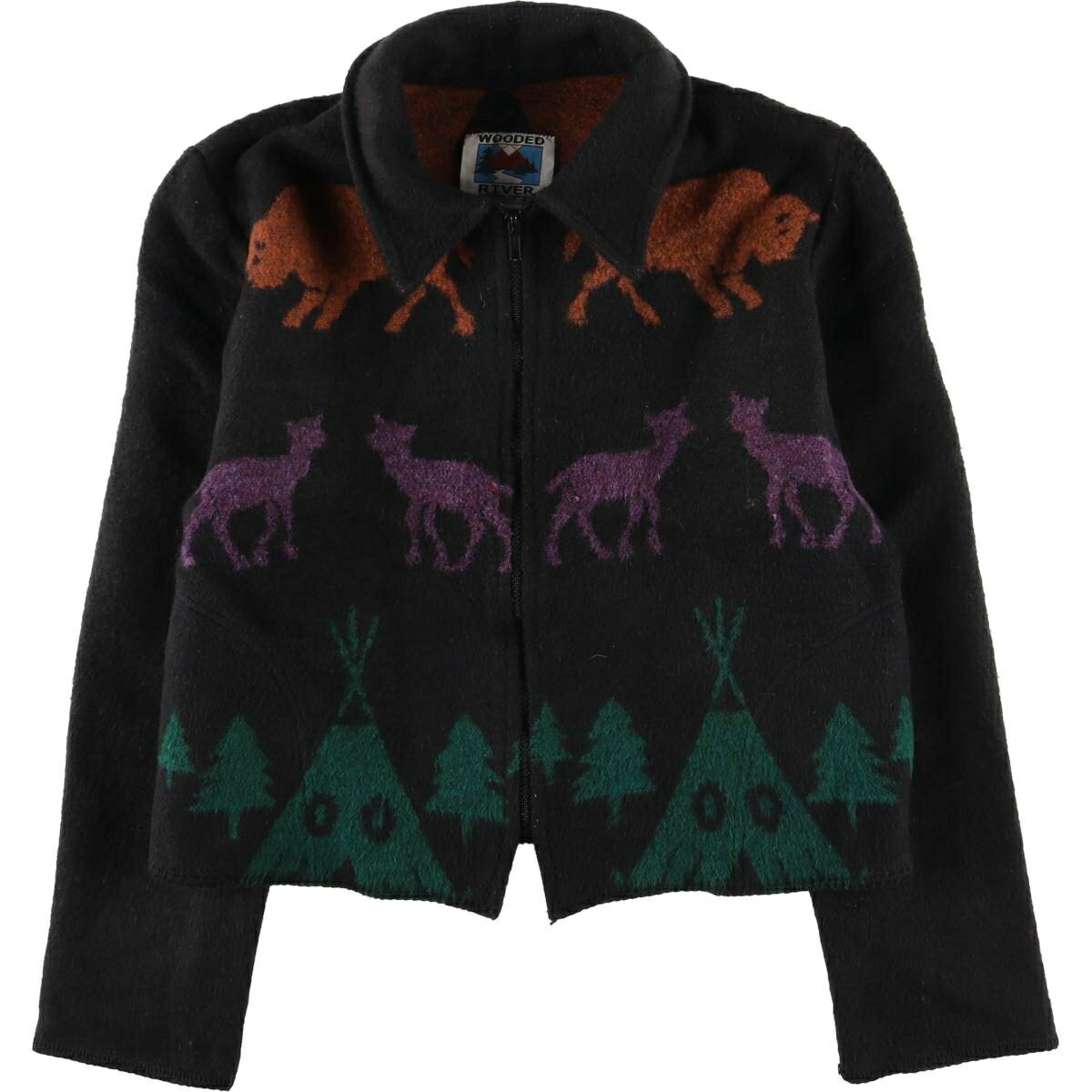 古着 90'S WOODED RIVER 総柄 ウールジャケット USA製 レディースL相当 ヴィンテージ /eaa459863 【中古】 【260206】 【Elulu/エルル】