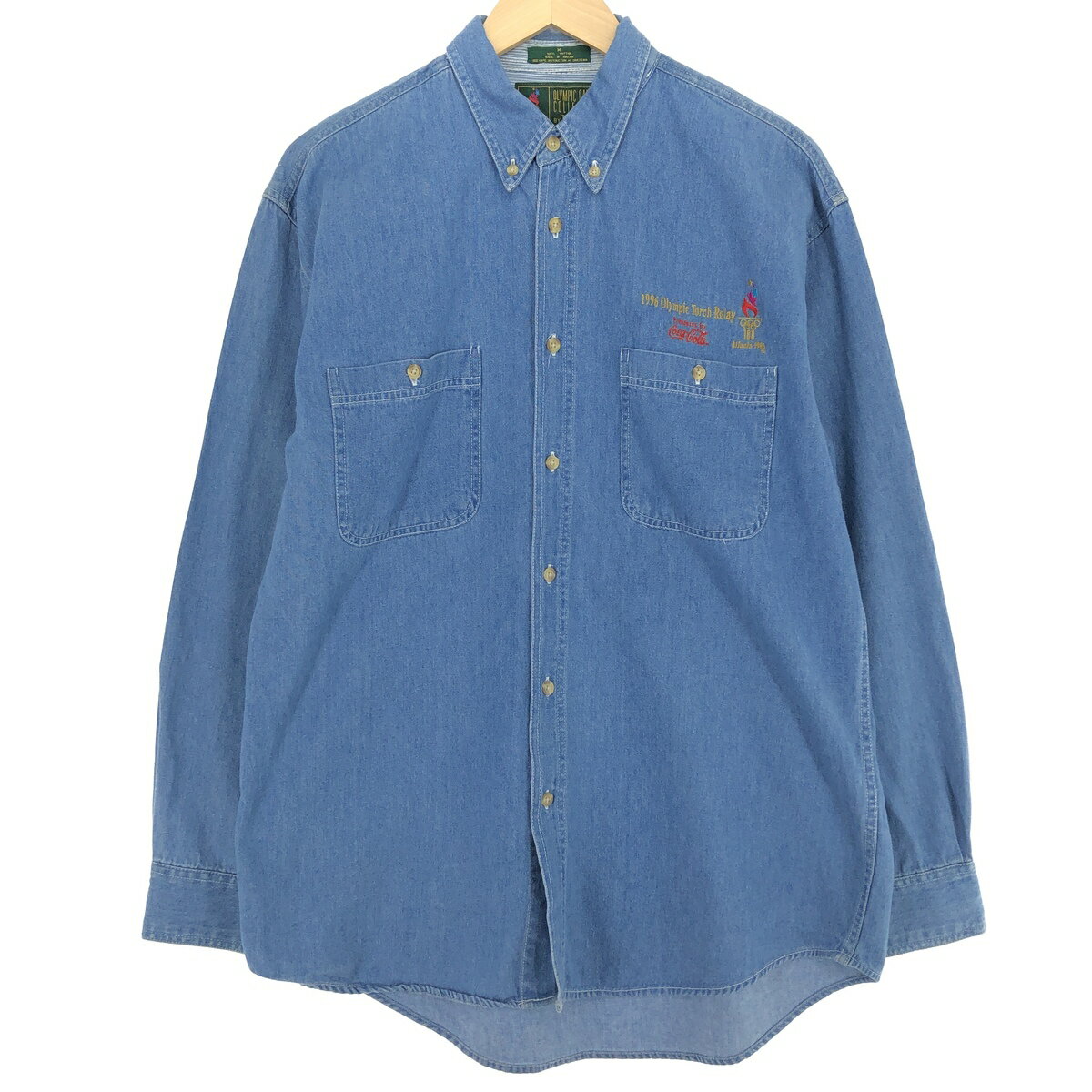 古着 90'S TERRY アトランタオリンピック1996 長袖 ボタンダウンデニムシャツ メンズM ヴィンテージ /eaa460444 【中古】 【240619】 【SS2506_30】