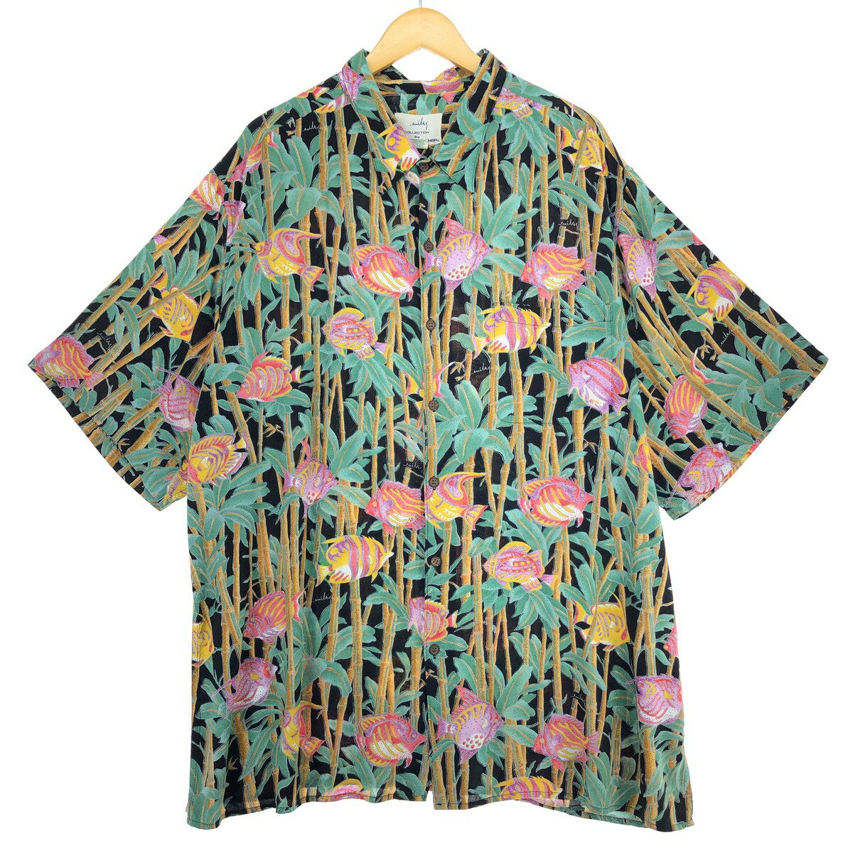 古着 レインスプーナー REYNSPOONER MILES COLLECTION 総柄 魚柄 レーヨン ハワイアンアロハシャツ ハワイ製 メンズXXXL /eaa460620 【中古】 【240620】