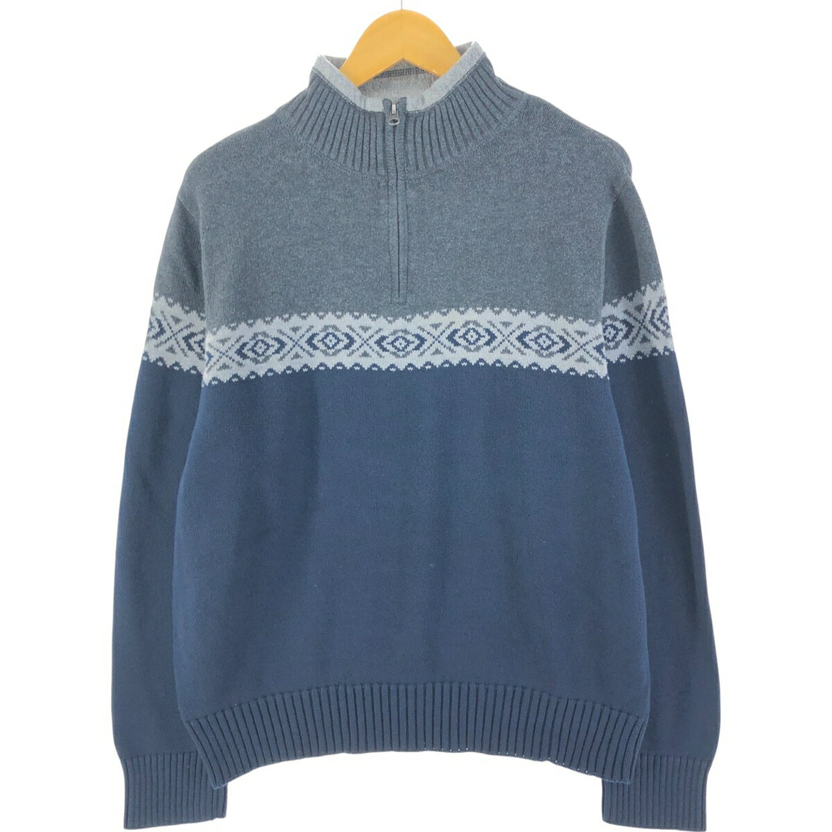 Rakuten - 古着 ドッカーズ DOCKERS ボーダー柄 コットンニットハーフジップセーター メンズL相当 /eaa463738 【中古】 【250407】 【SS2603_50】