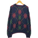 古着 90'S~ トミーヒルフィガー TOMMY HILFIGER アーガイル柄 コットンニットセーター メンズXL相当 /eaa463875 【中古】 【25...