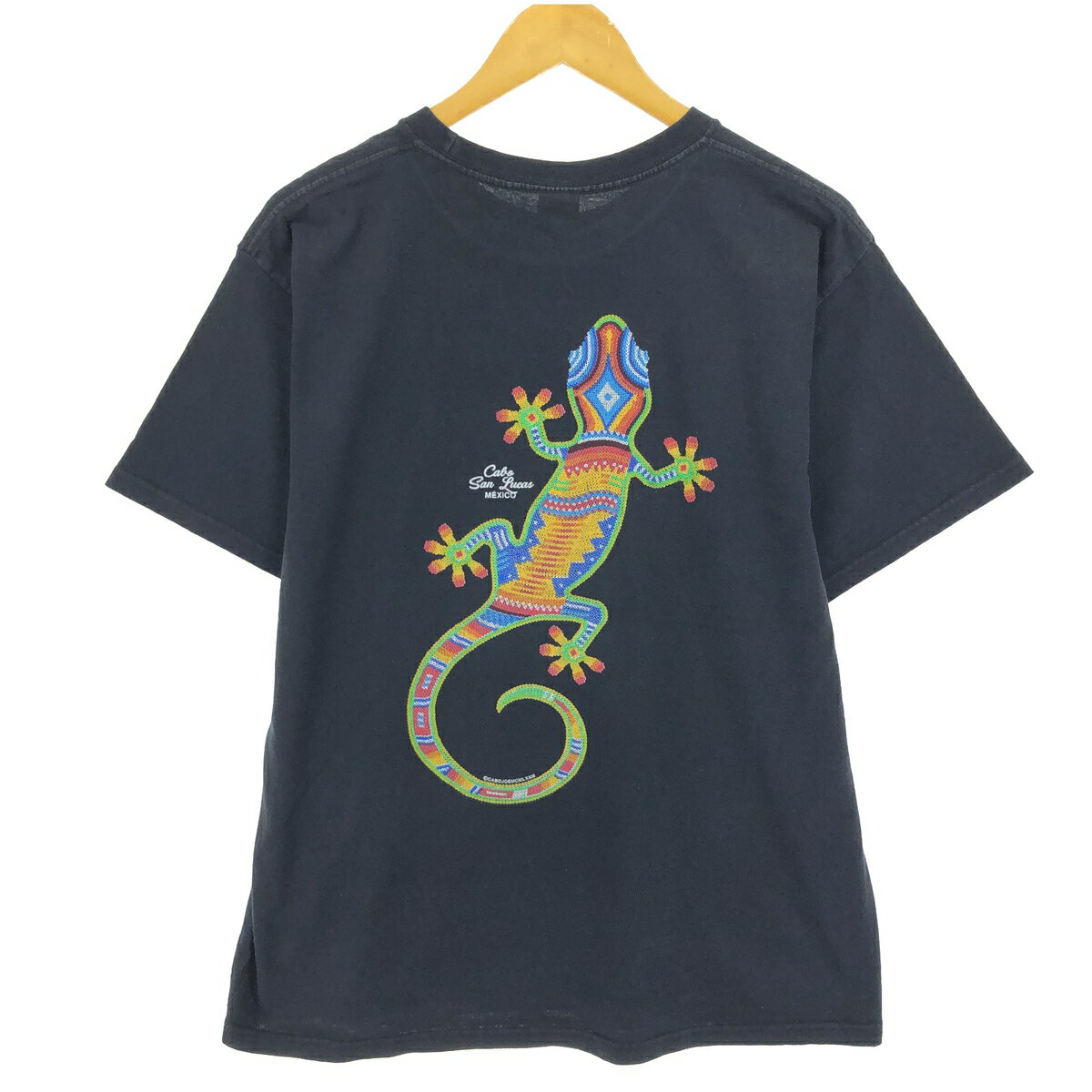 古着 YAZBEK トカゲ柄 バックプリント アニマルTシャツ メンズL相当 /eaa464883 【中古】 【240713】 【SS2506_30】