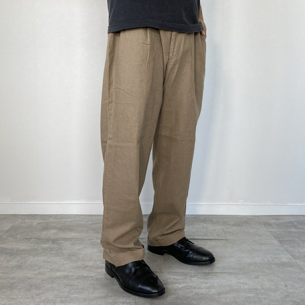 古着 BRAGGI ツータック リネン×コットンパンツ スラックス メンズw34相当 /eaa467876 【中古】 【240722】 【WP2405】 ss2503_30