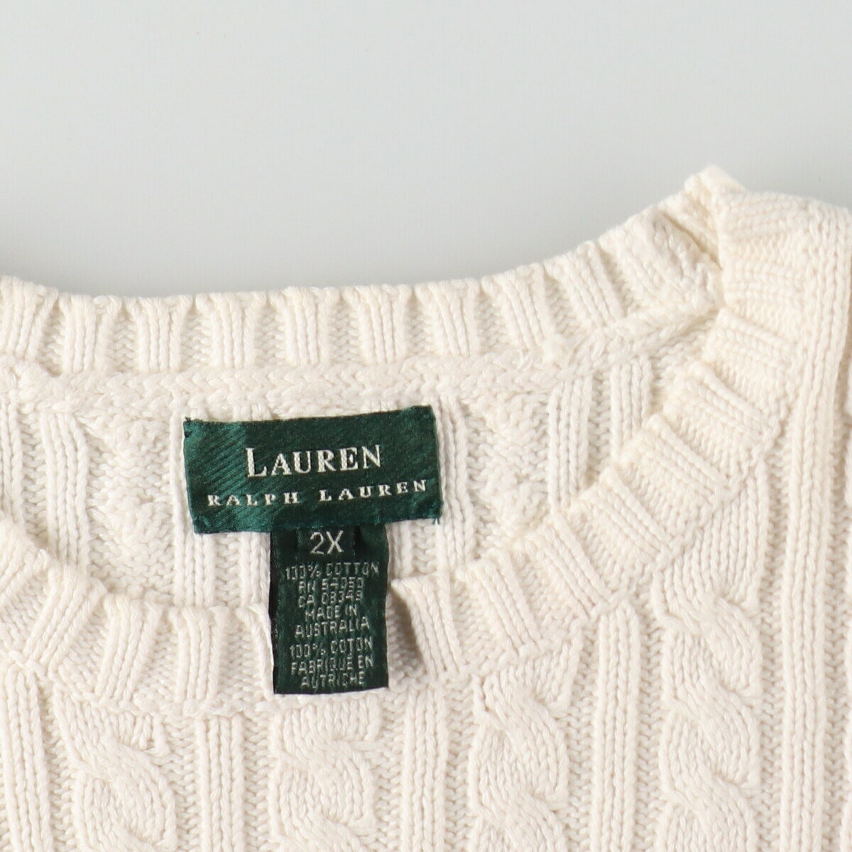 古着 ラルフローレン Ralph Lauren LAUREN ローレン ケーブル編み コットンニットセーター レディースXXL相当 /eaa468011 【中古】 【241010】 ss2503_30