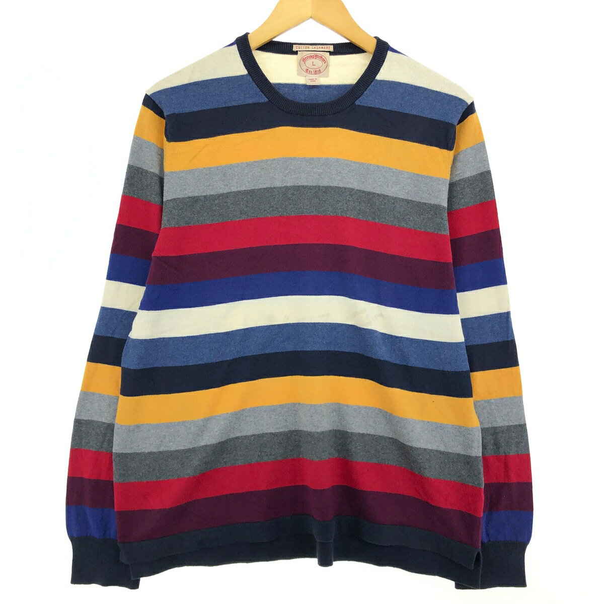 古着 ブルックスブラザーズ Brooks Brothers ボーダー柄 コットンニットセーター メンズL相当 /eaa468820 【中古】 【240922】 【SS2506_30】
