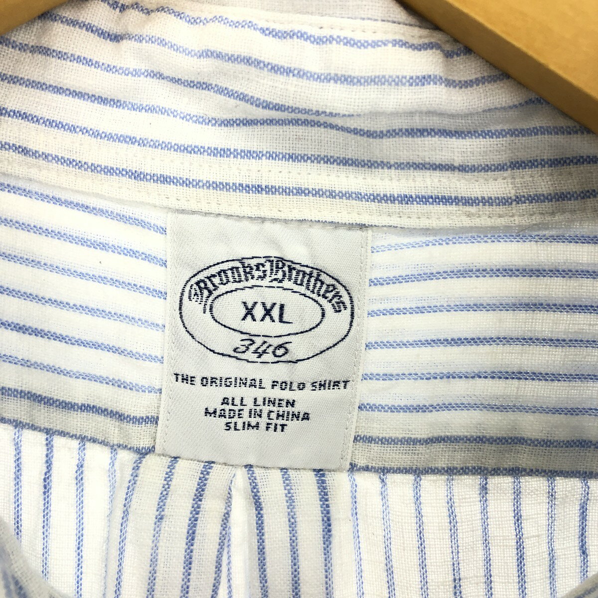 古着 ブルックスブラザーズ Brooks Brothers 346 ストライプ柄 長袖 リネン ボタンダウンシャツ メンズXXL相当 /eaa470500 【中古】 【240720】 【SS2506_10】
