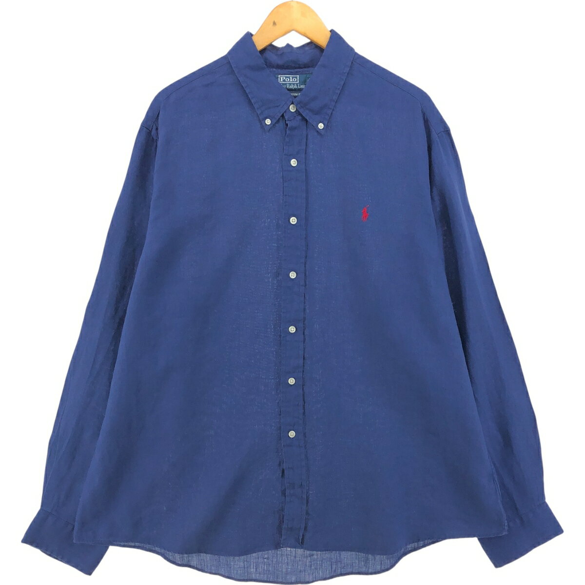 Rakuten - 古着 ラルフローレン Ralph Lauren CUSTOM FIT ワンポイント 長袖 リネン ボタンダウンシャツ メンズXXL相当 /eaa473795 【中古】 【250621】 【SS2603_30】