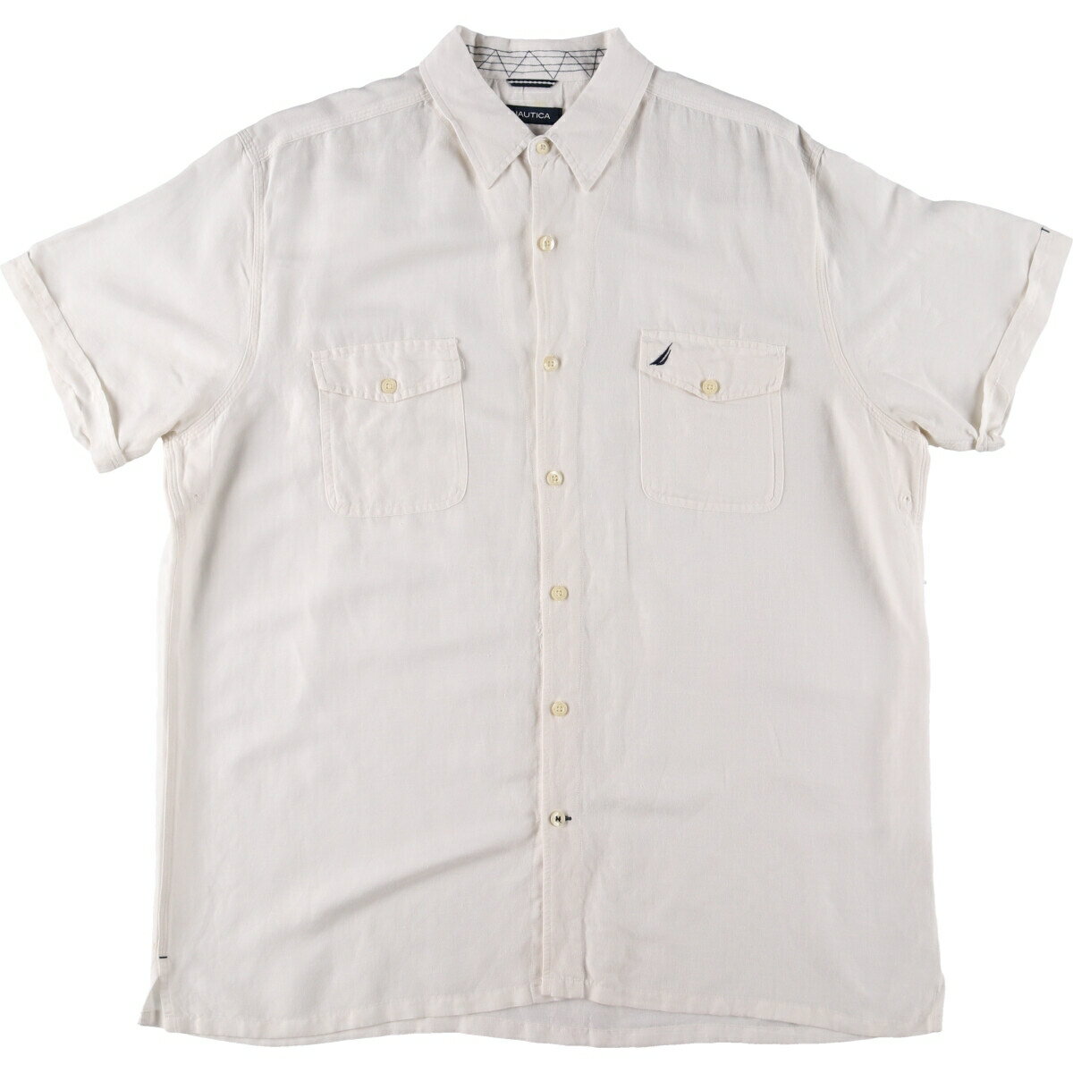 古着 ノーティカ NAUTICA 半袖 リネン×レーヨン シャツ ボックスシャツ メンズXL相当 /eaa475287 【中古】 【240810】