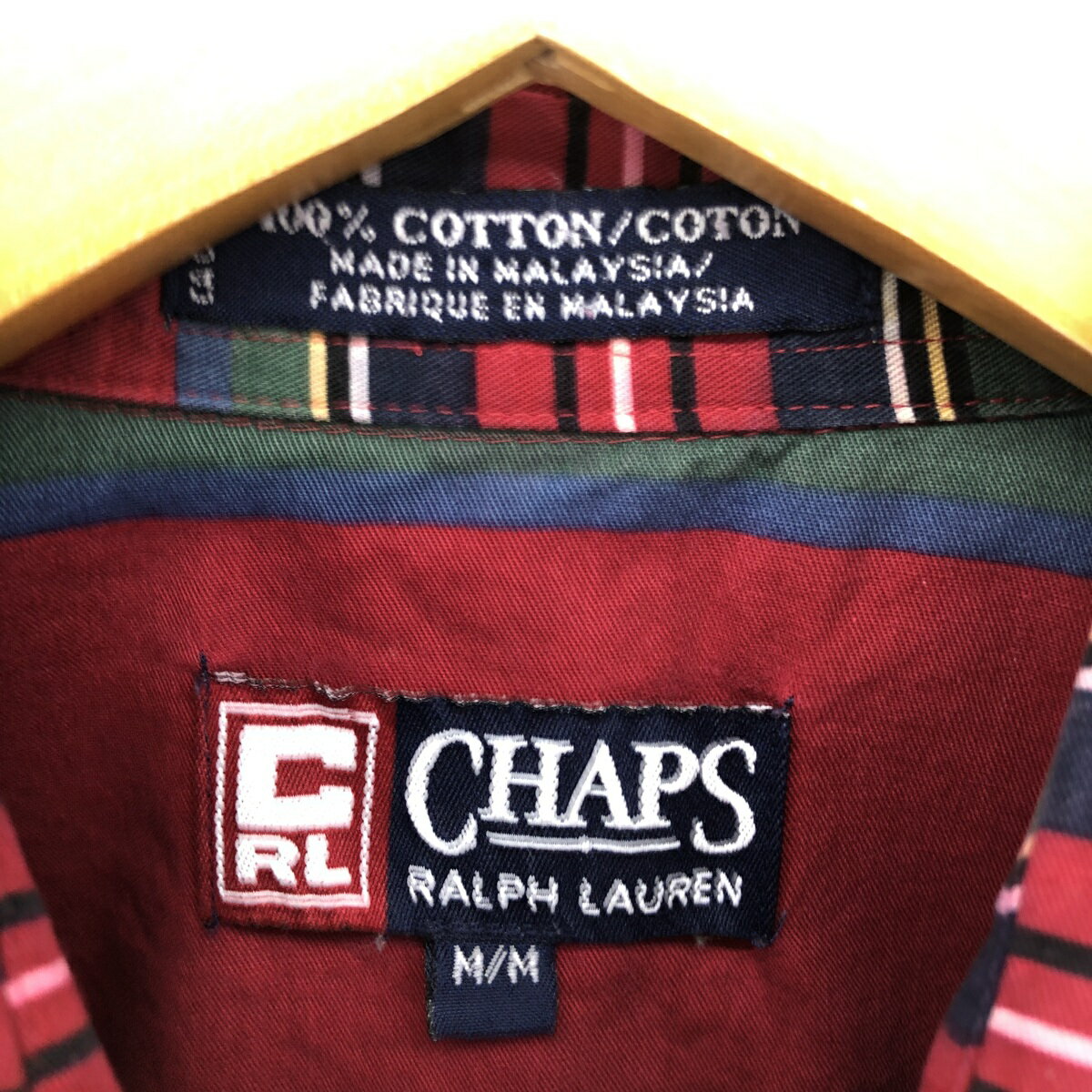 古着 90'S ラルフローレン Ralph Lauren CHAPS チャップス マルチボーダー 半袖 ボタンダウンシャツ メンズM相当 ヴィンテージ /eaa476372 【中古】 【240819】