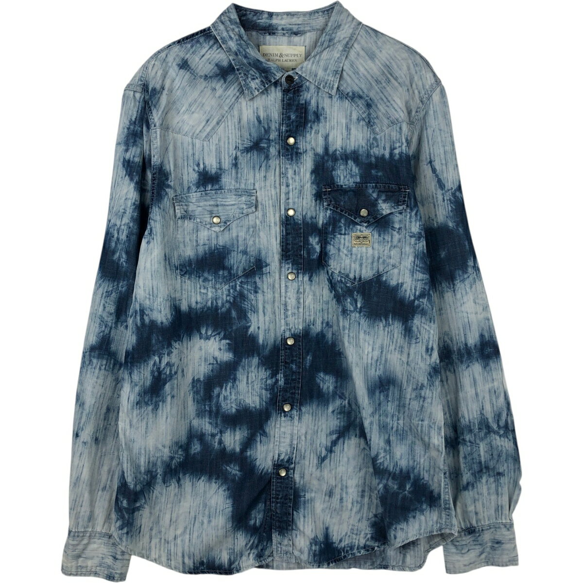 Rakuten - 古着 ラルフローレン Ralph Lauren DENIM&SUPPLY デニム&サプライ タイダイ柄 長袖 ウエスタンシャツ メンズL相当 /eaa477460 【中古】 【260309】 ブルー系 春夏秋冬