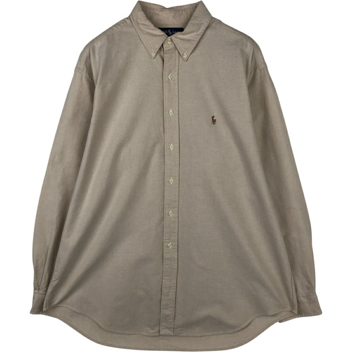 樂天商城 - 古着 ラルフローレン Ralph Lauren YORMOUTH 長袖 ボタンダウンシャツ メンズXL相当 /eaa477473 【中古】 【260309】 ベージュ系 春夏秋冬