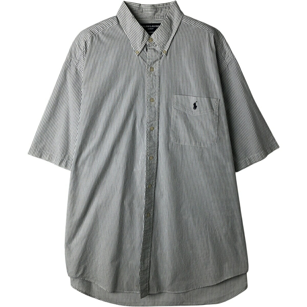 樂天商城 - 古着 ラルフローレン Ralph Lauren RALPH LAUREN GOLF TILDEN 半袖 ボタンダウン ストライプシャツ メンズXL相当 /eaa477553 【中古】 【260321】 ホワイト系 春夏