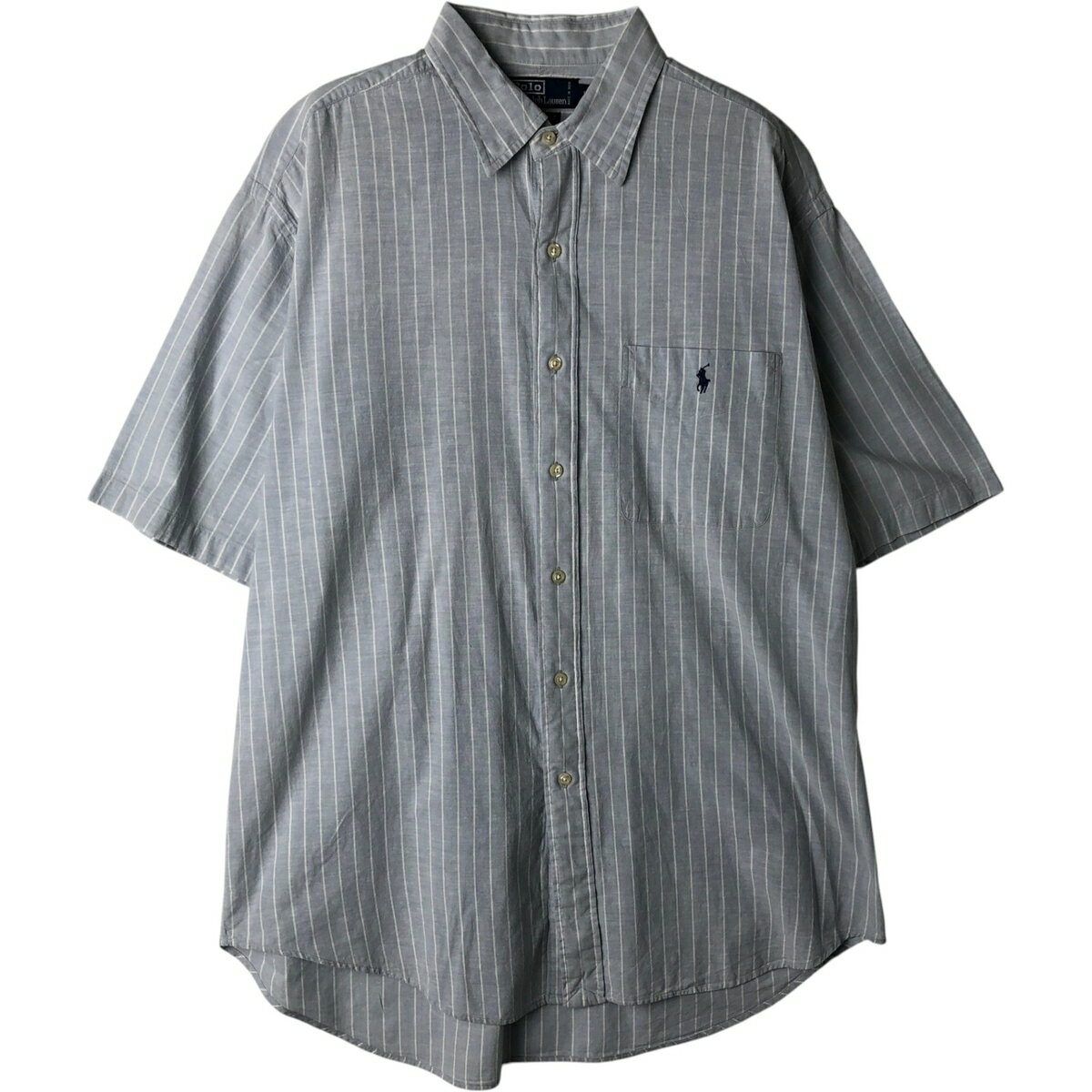 古着 ラルフローレン Ralph Lauren POLO by Ralph Lauren LOWELL SPORT 半袖 ボタンダウン ストライプシャツ メンズL相当 /eaa477560 【中古】 【260321】 ブルー系 春夏