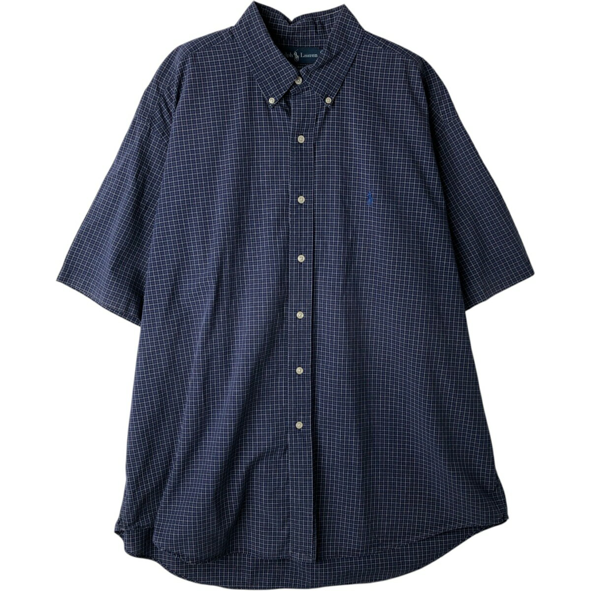 樂天商城 - 古着 ラルフローレン Ralph Lauren BLAKE 半袖 ボタンダウン チェックシャツ メンズXL相当 /eaa477563 【中古】 【260321】 ネイビー系 春夏