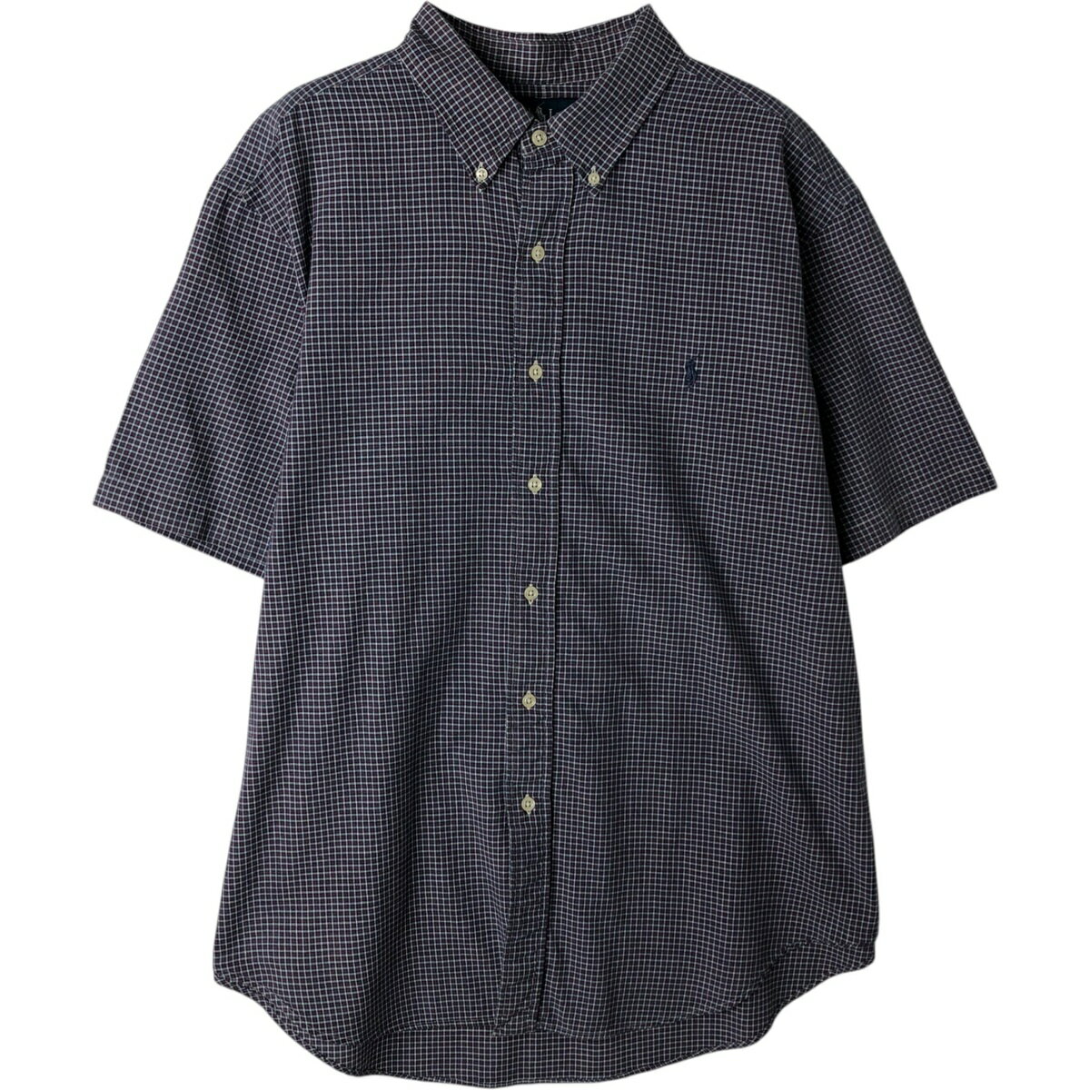 樂天商城 - 古着 ラルフローレン Ralph Lauren CLASSIC FIT クラシックフィット 半袖 ボタンダウン チェックシャツ メンズXL相当 /eaa477570 【中古】 【260321】 ネイビー系 春夏
