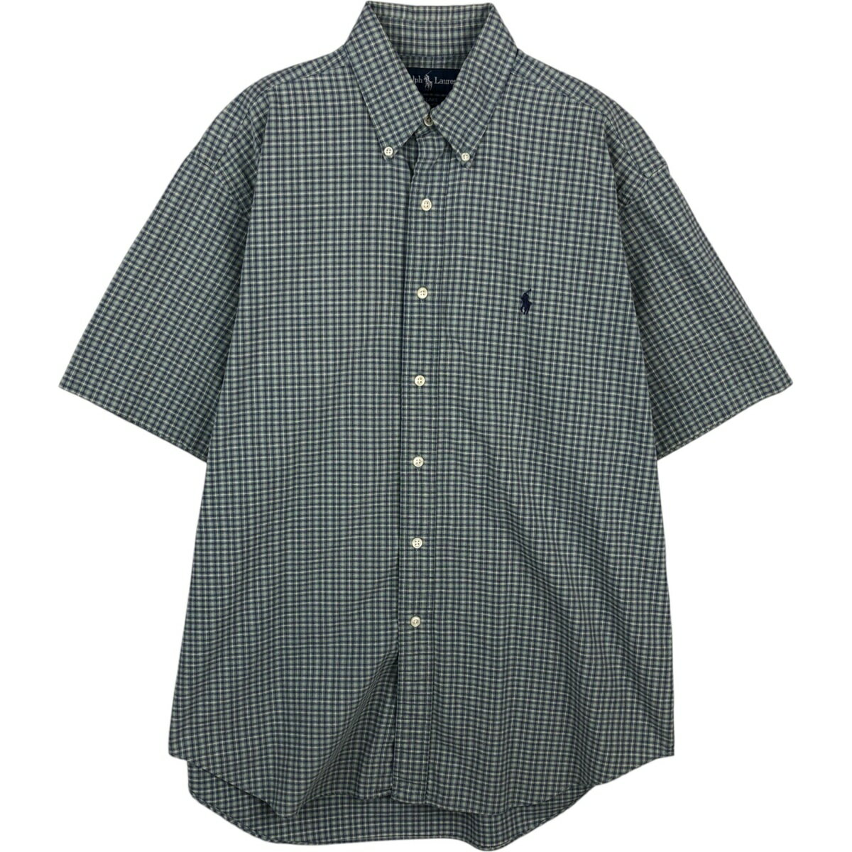 古着 ラルフローレン Ralph Lauren BLAKE 半袖 ボタンダウン チェックシャツ メンズL相当 /eaa477589 【中古】 【260326】 グリーン系 春夏