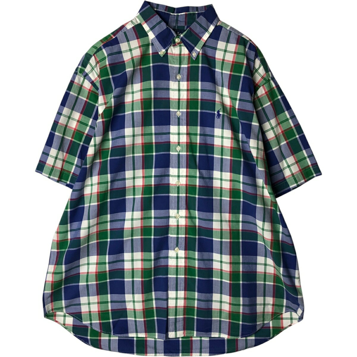 古着 ラルフローレン Ralph Lauren BLAKE 半袖 ボタンダウン チェックシャツ メンズXL相当 /eaa477601 【中古】 【260321】 ブルー系 春夏