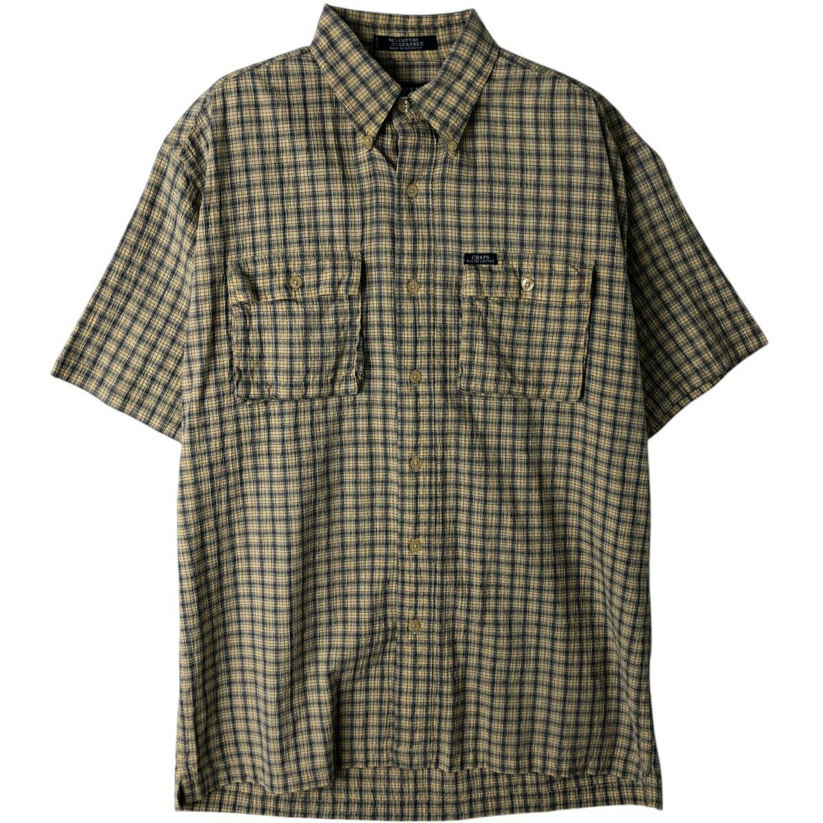 Rakuten - 古着 ラルフローレン Ralph Lauren CHAPS チャップス 半袖 ボタンダウン チェックシャツ メンズM相当 /eaa477610 【中古】 【260321】 ベージュ系 春夏
