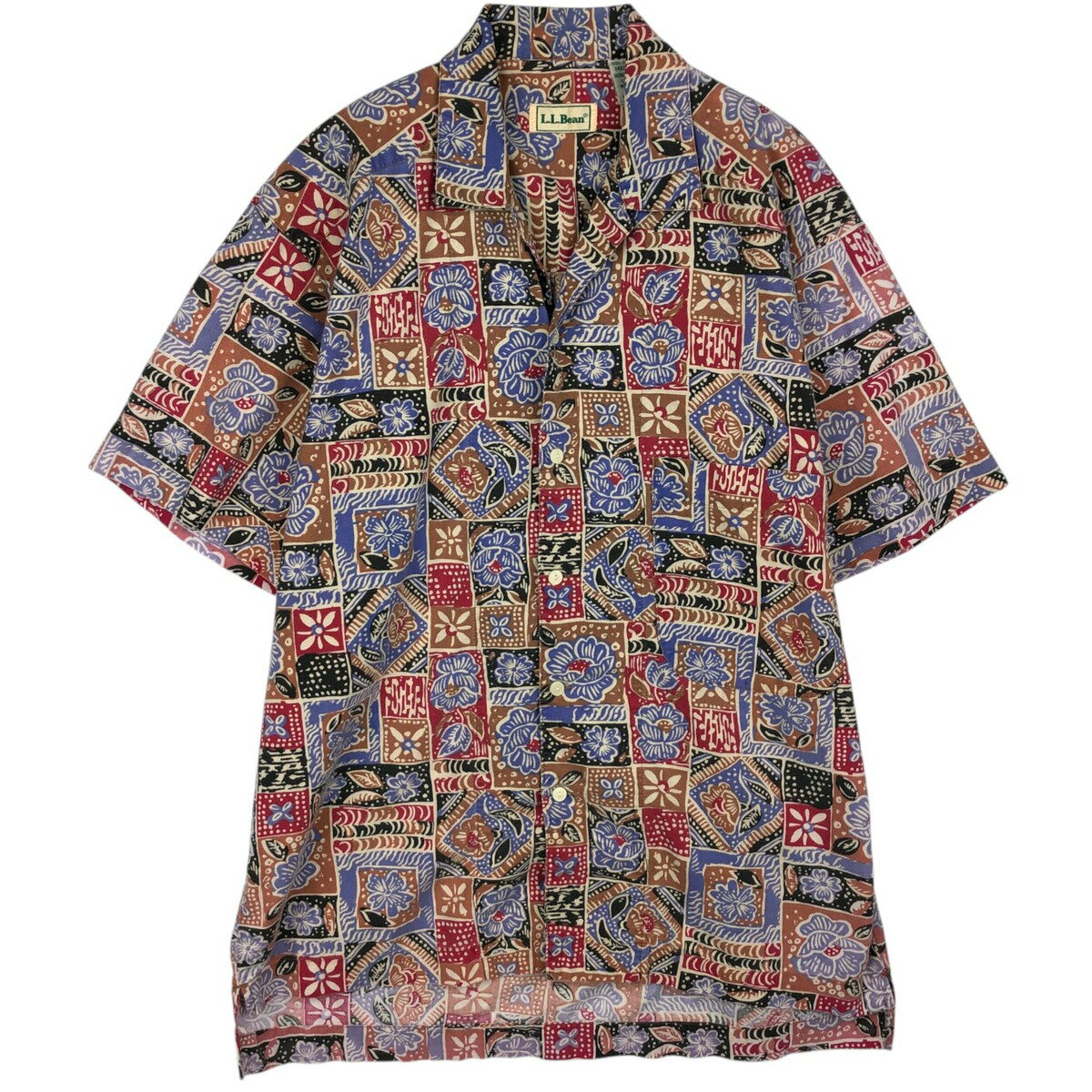Rakuten - 古着 90'S~ エルエルビーン L.L.Bean 総柄 花柄 半袖 オープンカラー コットンシャツ メンズM相当 /eaa477693 【中古】 【260323】 レッド系 春夏