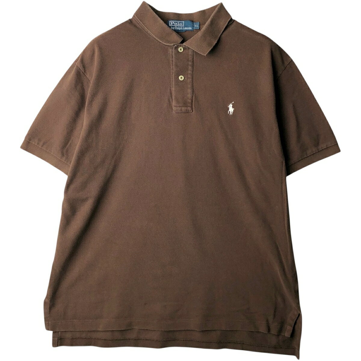 【未使用】ラルフローレン 長袖 ポロシャツ M ブラウン 茶 旧タグ 貴重 レア ビッグサイズ RALPH LAUREN ラルフローレン CLASSIC FIT 長袖ボタン