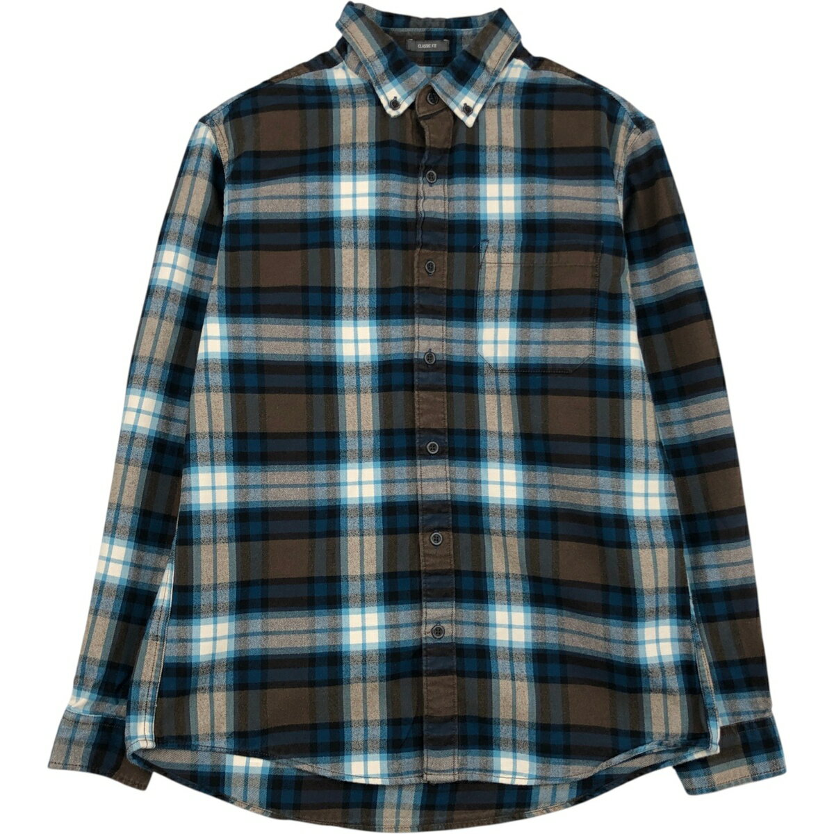 古着 エディーバウアー Eddie Bauer CLASSIC FIT 長袖 ボタンダウン フランネルチェックシャツ メンズM相当 /eaa477811 【中古】 【260322】 ブラウン系 春夏秋冬