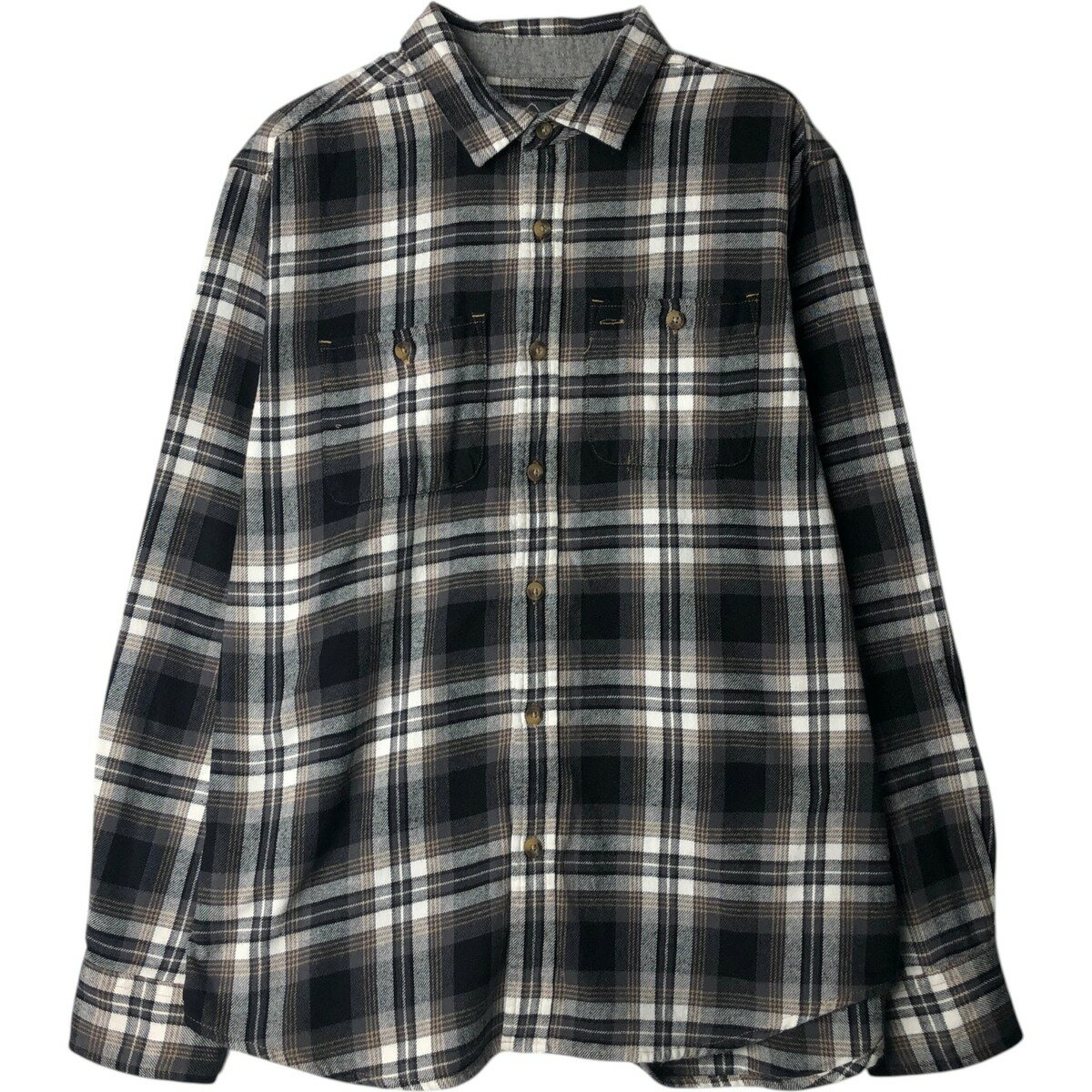 古着 エディーバウアー Eddie Bauer オンブレチェック 長袖 フランネルチェックシャツ メンズL相当 /eaa477829 【中古】 【260329】 ブラック系 春夏秋冬