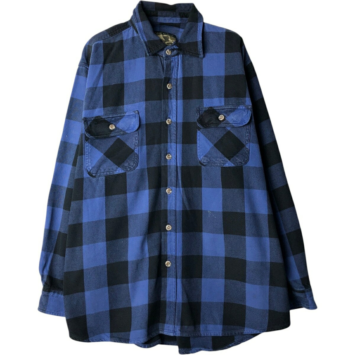 樂天商城 - 古着 フィールドアンドストリーム FIELD&STREAM バッファローチェック 長袖 ヘビーネルチェックシャツ メンズXL相当 /eaa477831 【中古】 【260329】 ブラック系 春夏秋冬