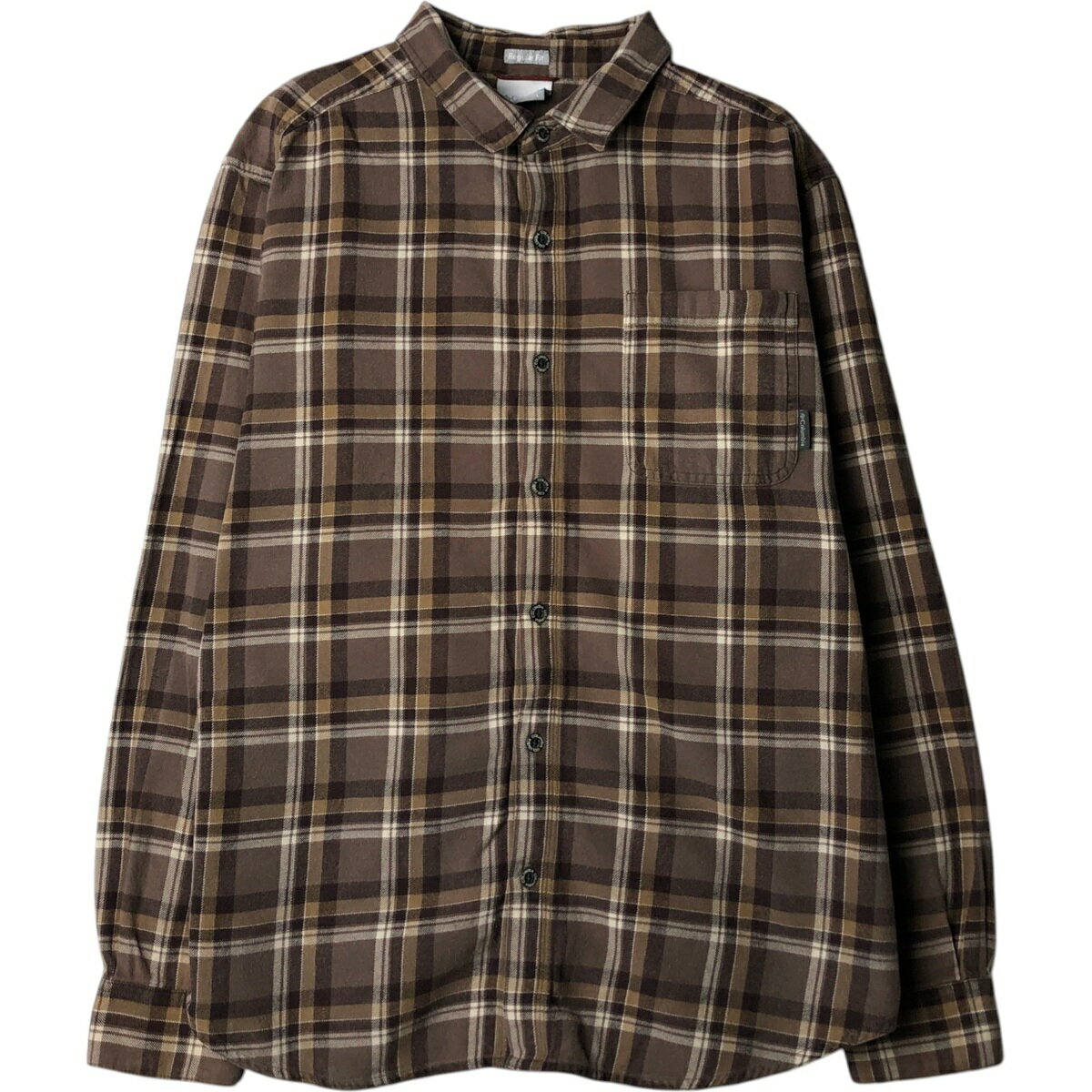 乐天商城 - 古着 コロンビア Columbia Regular Fit 長袖 ライトネルチェックシャツ メンズL相当 /eaa477853 【中古】 【260329】 ブラウン系 春夏秋冬
