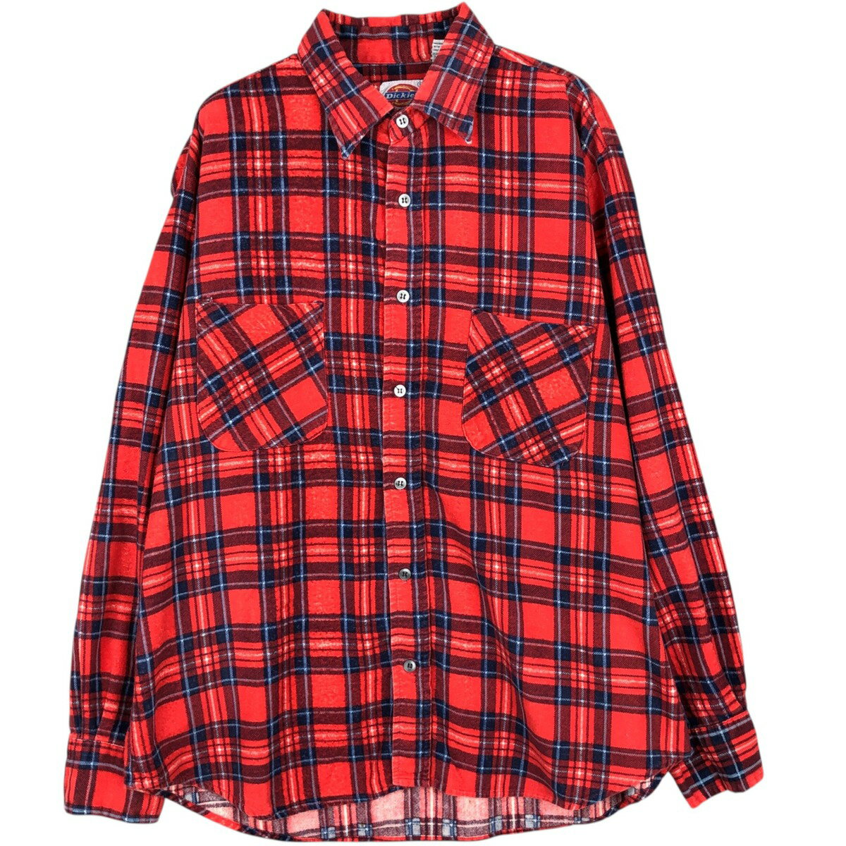 Rakuten - 古着 80~90'S ディッキーズ Dickies 長袖 フランネルチェックシャツ メンズL相当 ヴィンテージ /eaa477890 【中古】 【260323】 レッド系 春夏秋冬