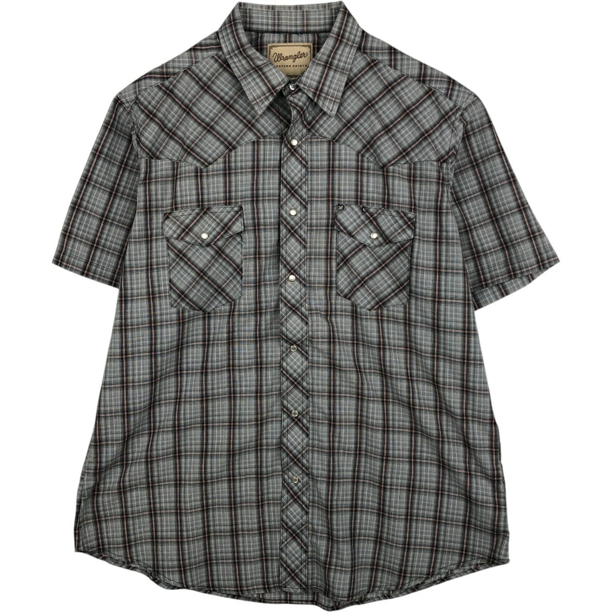 樂天商城 - 古着 90'S ラングラー Wrangler チェック柄 半袖 ウエスタンシャツ メンズXL相当 ヴィンテージ /eaa478004 【中古】 【260323】 グレー系 春夏
