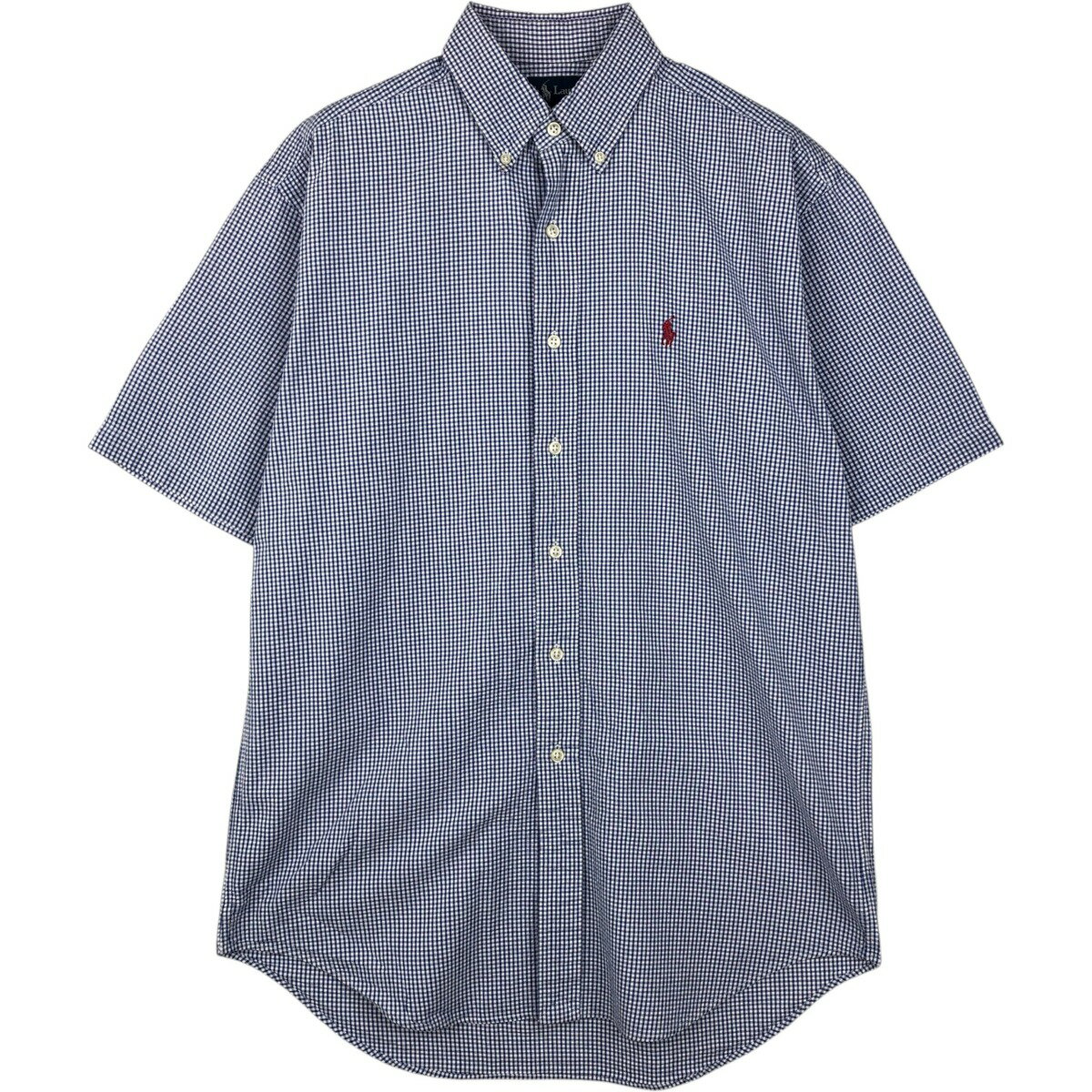 乐天商城 - 古着 ラルフローレン Ralph Lauren BLAKE ギンガムチェック シアサッカー 半袖 ボタンダウン チェックシャツ メンズS相当 /eaa478032 【中古】 【260510】