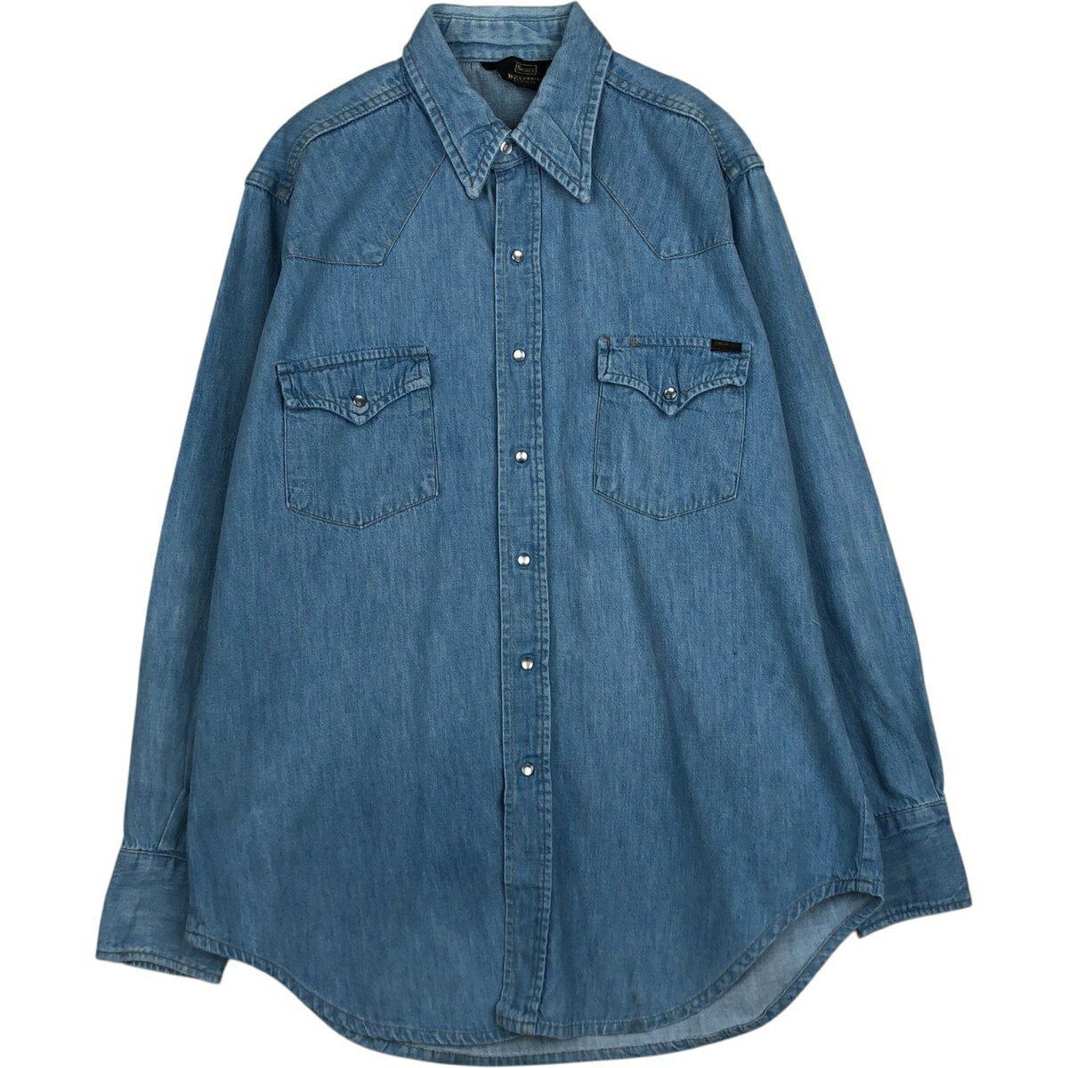 古着 70'S シアーズ Sears 長袖 デニムウエスタンシャツ メンズL相当 ヴィンテージ /eaa478114 【中古】 【260327】