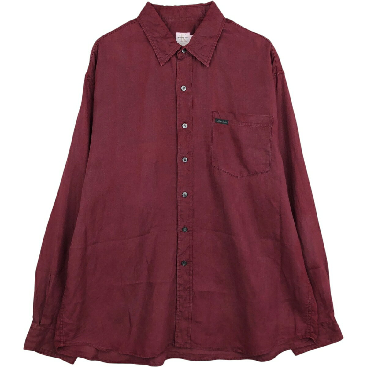 Rakuten - 古着 90~00'S カルバンクライン Calvin klein 長袖 リネンシャツ メンズXL相当 ヴィンテージ /eaa478122 【中古】 【260327】 【GR-NV】