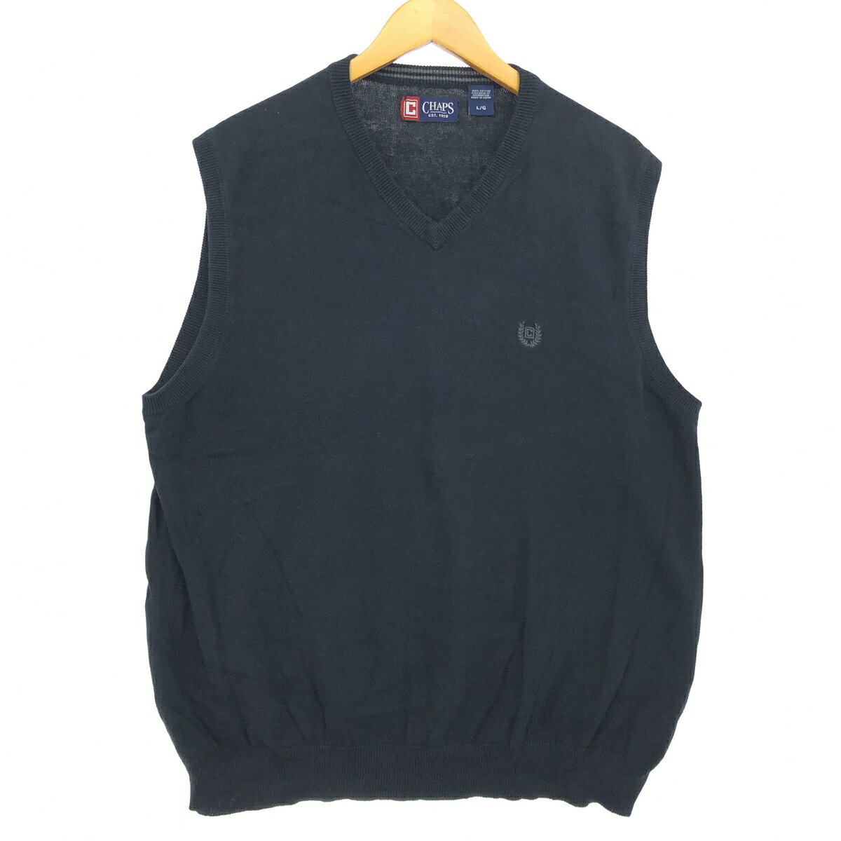 古着 チャップス CHAPS Vネック コットンニットベスト メンズL相当 /eaa478528 【中古】 【240903】 【SS2506_30】