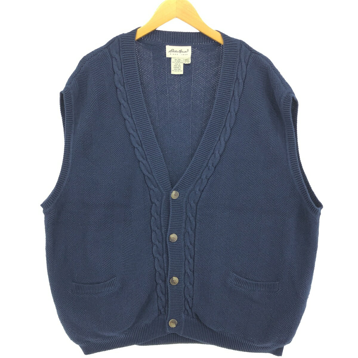 古着 90'S エディーバウアー Eddie Bauer 前開き コットンニットベスト メンズXL相当 ヴィンテージ /ea..