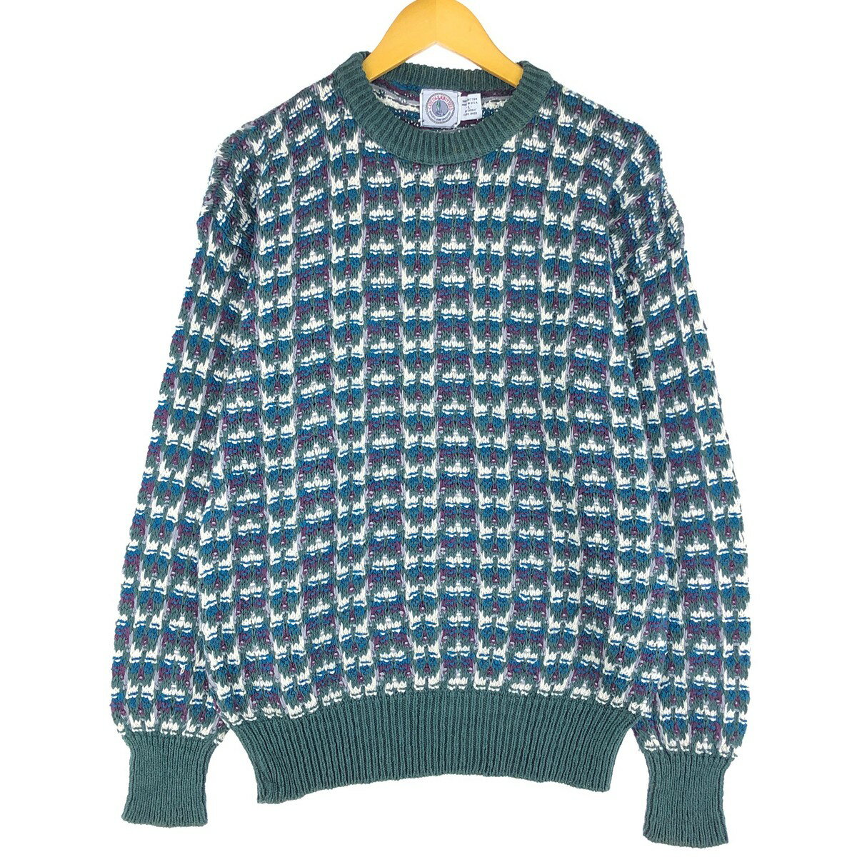古着 90'S CAPE ISLE KNITTERS 総柄 コットンニットセーター USA製 メンズL相当 ヴィンテージ /eaa479468 【中古】 【241019】 【SS2506_30】