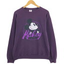 古着 80~90'S Disney WEAR MICKEY MOUSE ミッキーマウス キャラクタースウェットシャツ トレーナー USA製 メンズL相当 ヴィン...