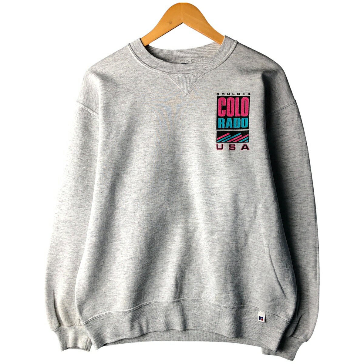 Sweat - 古着 90'S ラッセル Russell プリントスウェットシャツ トレーナー USA製 メンズL相当 ヴィンテージ /eaa480749 【中古】 【251206】 【SS2603_30】 グレー系 春夏秋冬