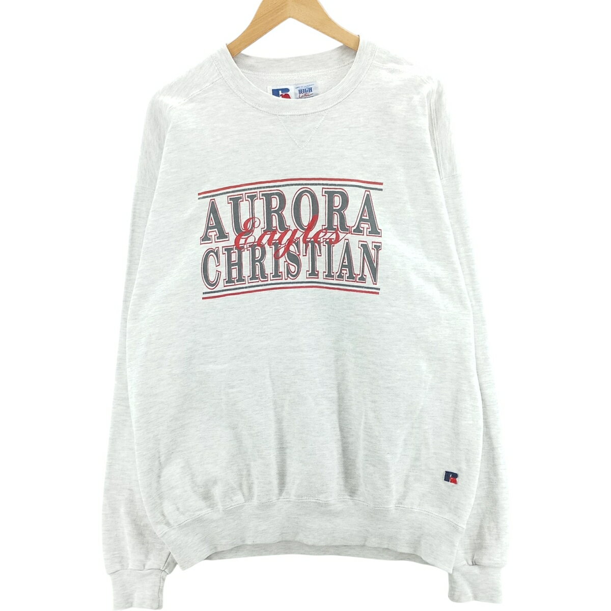 商品詳細 ブランド・Russell・ラッセル・ 特徴・クルーネック(丸首)・長袖・ヴィンテージ・前Vガゼット・ モデル/形状・ATHLETIC・カレッジスウェットシャツ トレーナー・ 素材・コットン:95%・ポリエステル:5%・ 色・グレー系 灰色・ 柄・プリント・ 生産国・USA製・ 年代・90年代・ サイズ・表記サイズ:XL・着丈:74.5cm・身幅:62cm・肩幅:65.5cm・袖丈:66cm・ コンディション・C・ カテゴリ・メンズ・トップス・スウェット・トレーナー・ 商品番号・eaa480804・ 取扱店・・ スタッフコメントRussell ATHLETIC カレッジスウェットシャツ トレーナー / 商品番号 eaa480804 USEDですので使用感などございますが、まだまだご愛用していただけます。 古着という事をご理解の上ご注文よろしくお願いします。 【状態追記】 ●前、左胸・右袖に汚れ　胸中央プリントに剥げ ●後、両袖に汚れ ●後内側、左袖に汚れ※状態は当社独自の基準です。 表記サイズ着丈身幅肩幅袖丈 XL(※着用感、表記サイズは目安です。)74.5cm62cm65.5cm66cm ※測定値の若干の誤差はご了承下さい。サイズガイドはこちら ブランドRussellラッセル 特徴クルーネック(丸首) / 長袖 / ヴィンテージ / 前Vガゼットモデル/形状ATHLETIC / カレッジスウェットシャツ トレーナー素材コットン:95% / ポリエステル:5%色グレー系 灰色柄プリント生産国USA製年代90年代カテゴリトレーナー商品番号eaa480804取扱店　　 ラッセルの他の商品を見るトレーナーの他の商品を見る