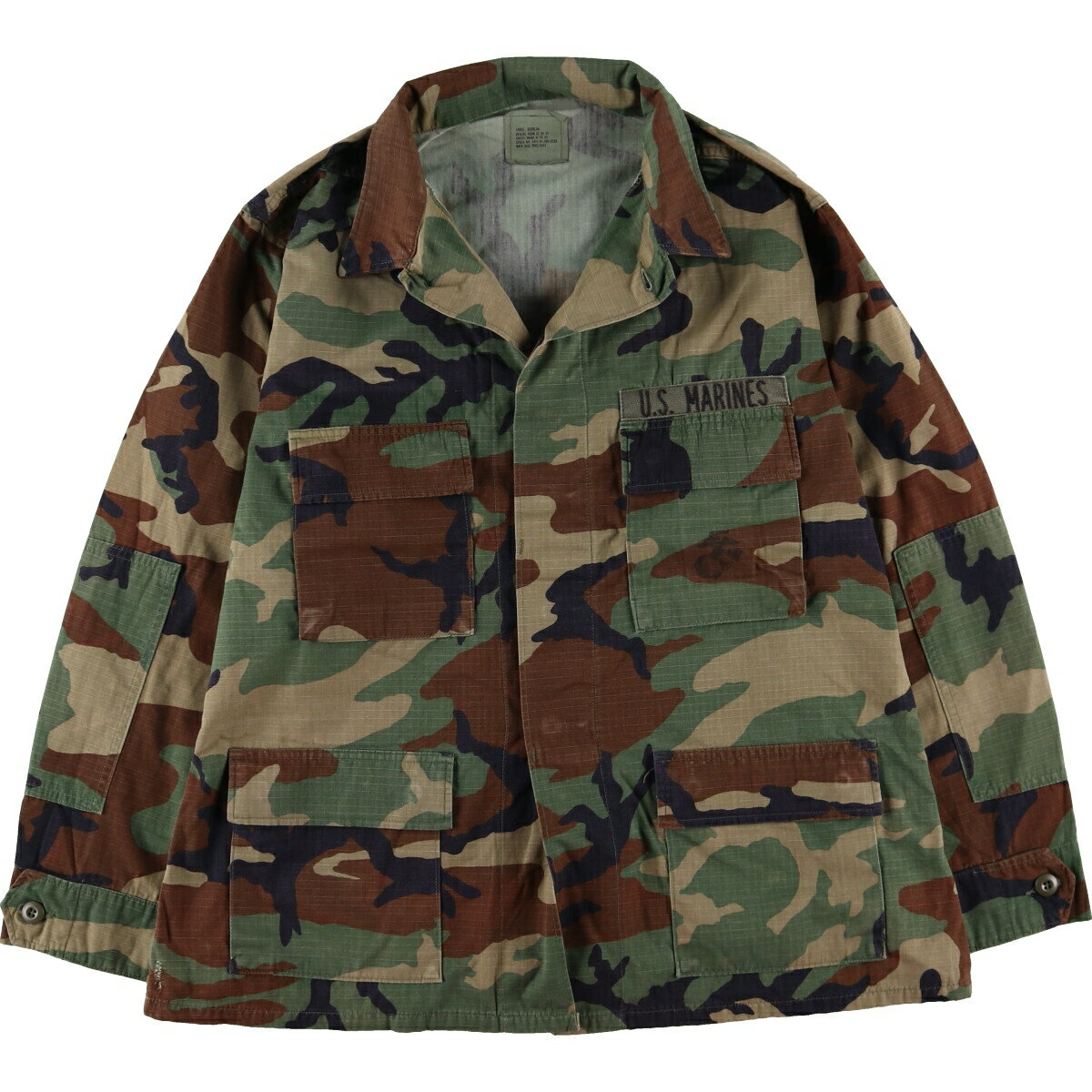 古着 90'S 米軍実品 迷彩柄 ウッドランドカモ リップストップ B.D.U ミリタリージャケット USA製 LARGE-REGULAR メンズL相当 ヴィンテージ /eaa481228 【中古】 【240927】 【SS2506_30】