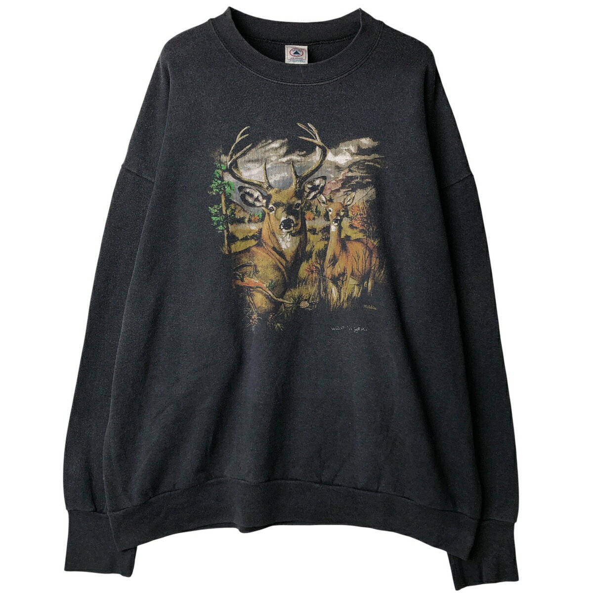 Rakuten - 古着 90'S デルタ DELTA 鹿柄 アニマル スウェットシャツ トレーナー メンズXXL相当 ヴィンテージ /eaa482240 【中古】 【260118】 【NH-2508】 【SS2603_30】 ブラック系 春夏秋冬