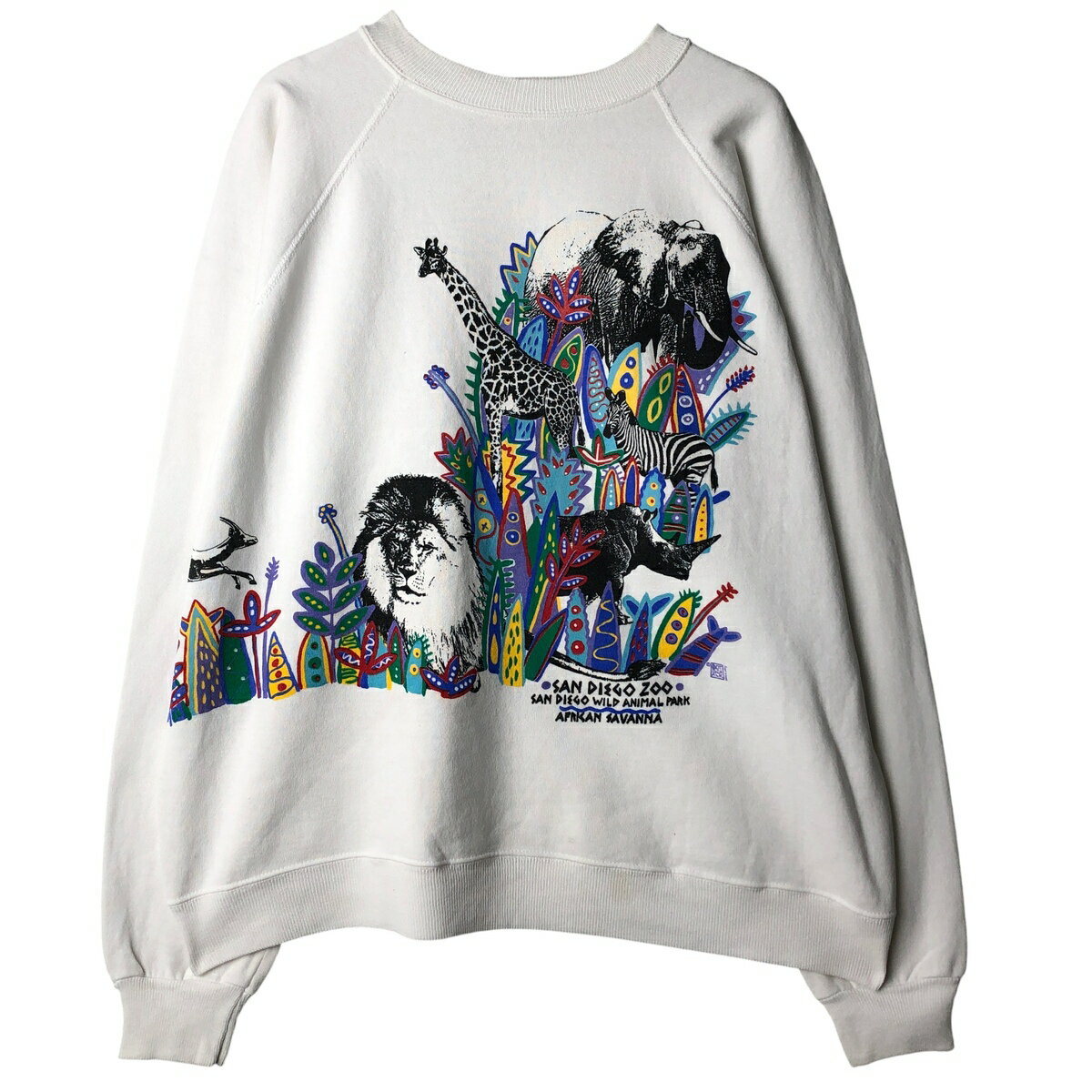 古着 90'S ヘインズ Hanes ACTIVEWEAR 大判プリント アニマル スウェットシャツ トレーナー USA製 メンズXL相当 /eaa482820 【中古】 ..