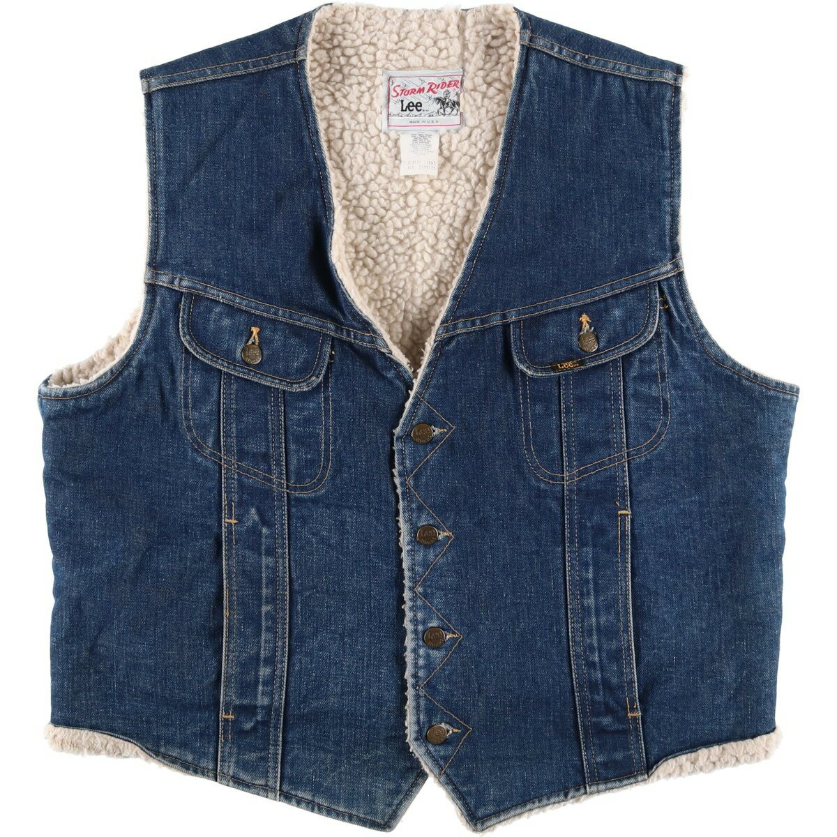 古着 70~80'S リー Lee STORM RIDER ストームライダー デニムボアベスト USA製 メンズXL相当 ヴィンテージ /eaa482829 【中古】 【260102】