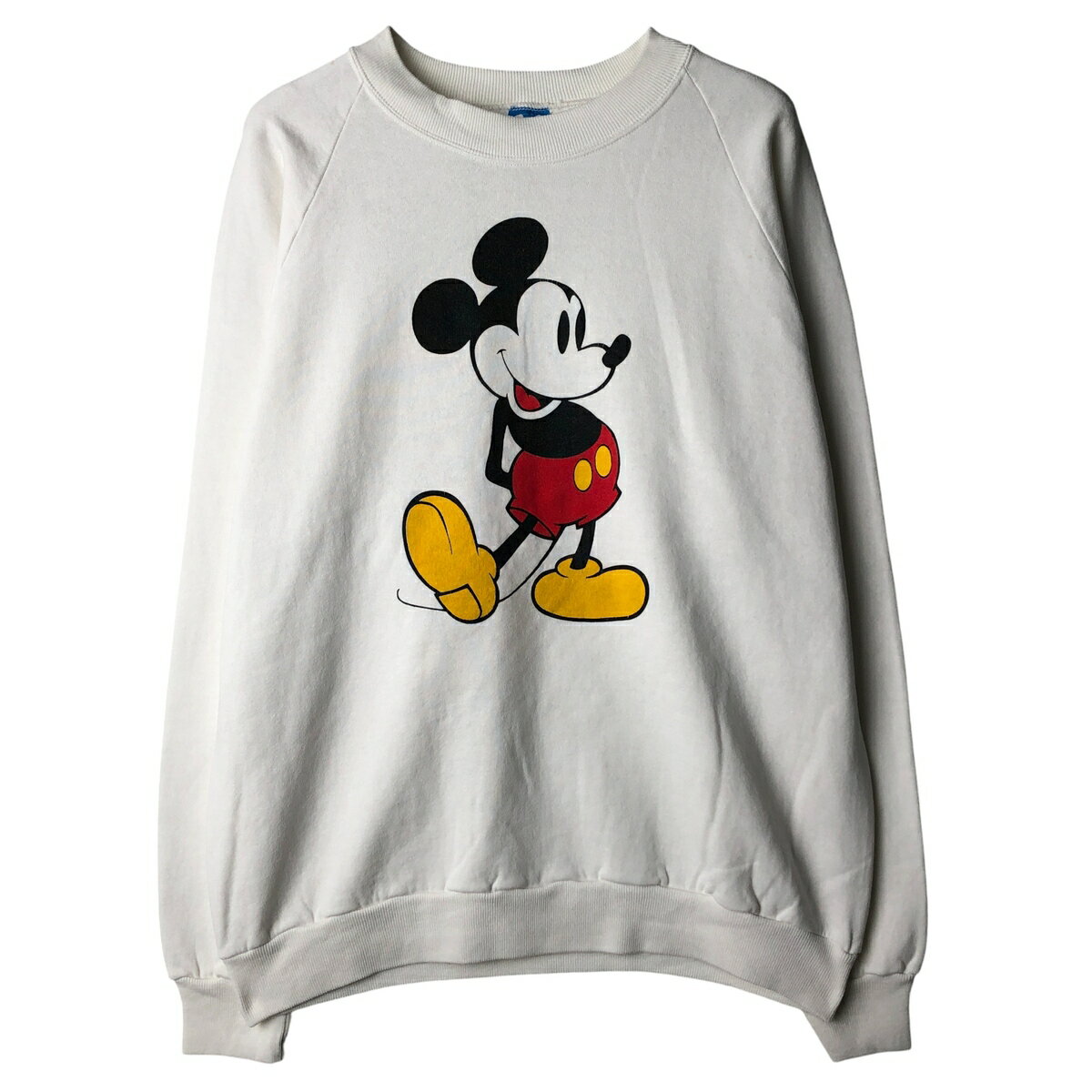 Sweat - 古着 80'S ディズニー DISNEY MICKEY MOUSE ミッキーマウス キャラクタースウェットシャツ トレーナー USA製 メンズL相当 ヴィンテージ /eaa482937 【中古】 【260118】 【NH-2508】 【SS2603_30】 ホワイト系 春夏秋冬