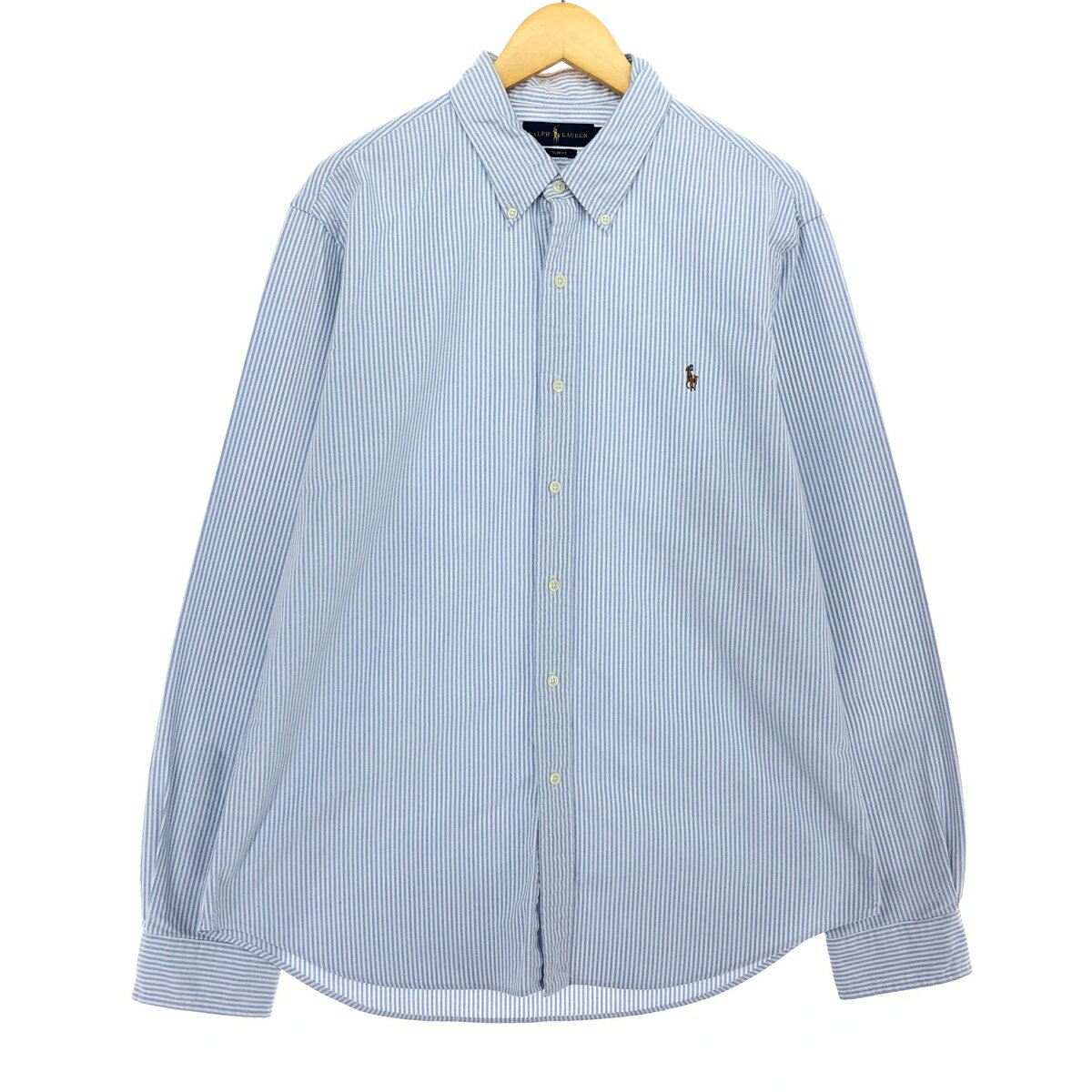 古着 ラルフローレン Ralph Lauren CUSTOM SLIM FIT 長袖 ボタンダウンストライプシャツ メンズXL相当 /eaa486055 【中古】 【240831】 【SS2506_30】