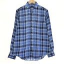 古着 ラルフローレン Ralph Lauren POLO RALPH LAUREN チェック柄 ワイドカラー 長袖 リネンシャツ メンズS相当 /eaa4860...