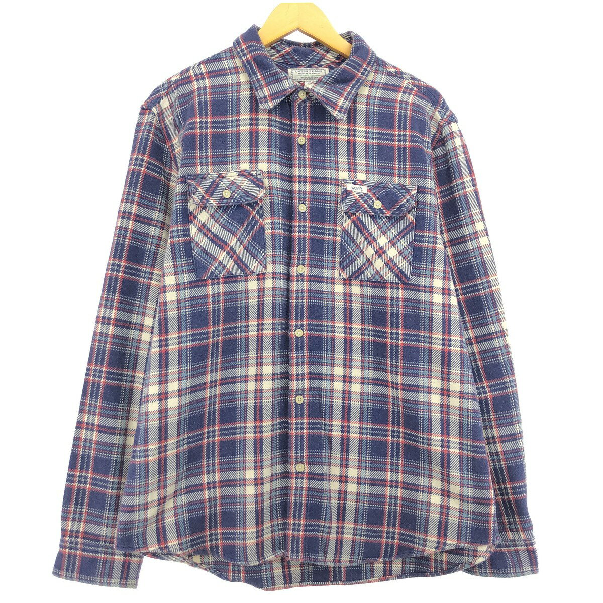 古着 ゲス Guess JEANS 長袖 ヘビーネルチェックシャツ メンズL相当 ヴィンテージ /eaa486899 【中古】 【240908】 【SS2506_30】